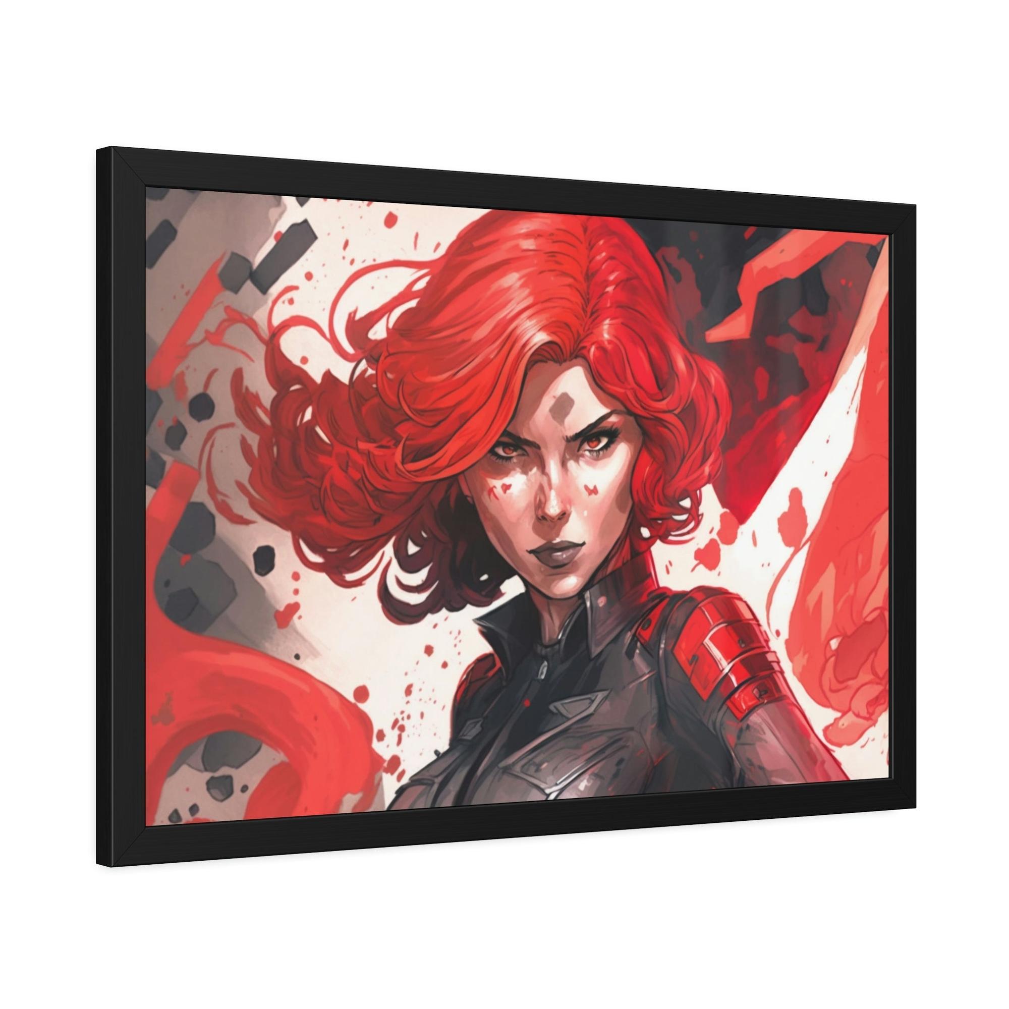 Black Widow Deadly Beauty: Natural Canvas and Framed Poster with Black Widow Art