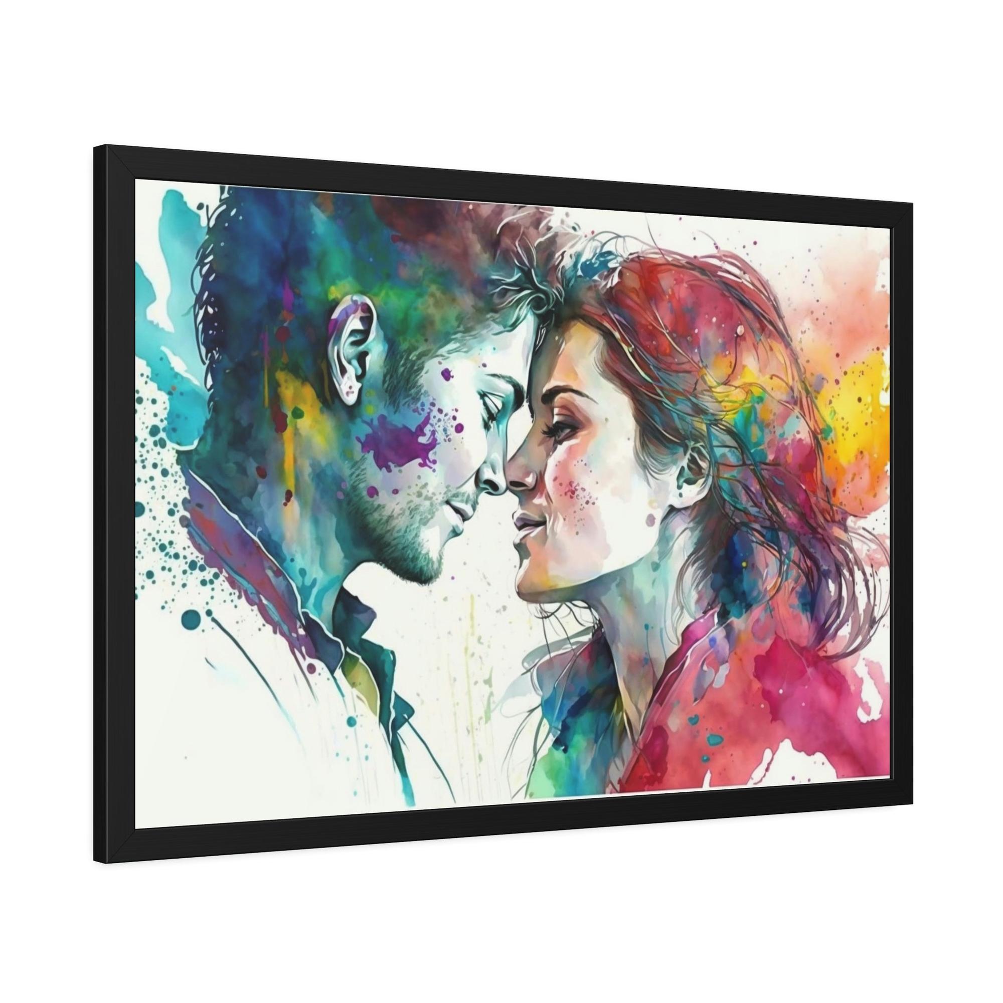 Love Eternal Embrace: Natural Canvas Wall Art of Two Lovers