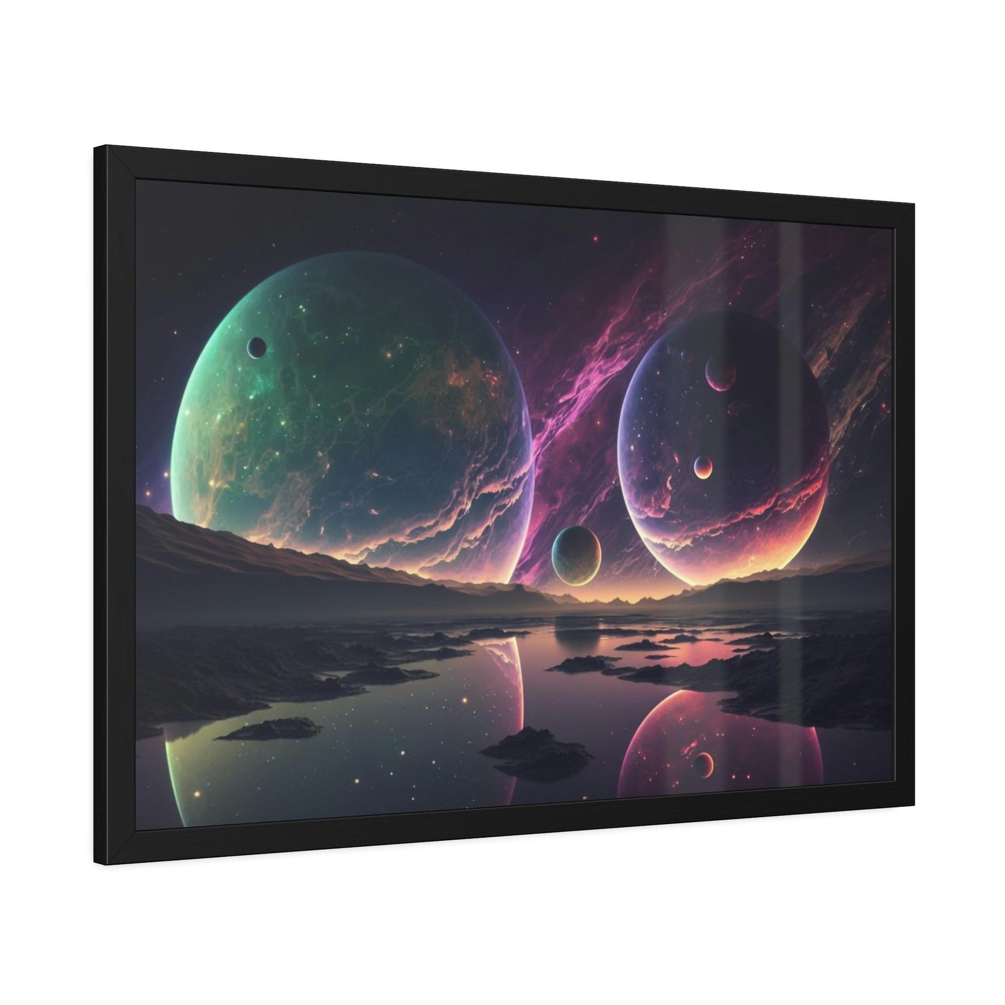 Planets Planetary Fusion: Natural Canvas Wall Art of a Colorful Planetary Collision