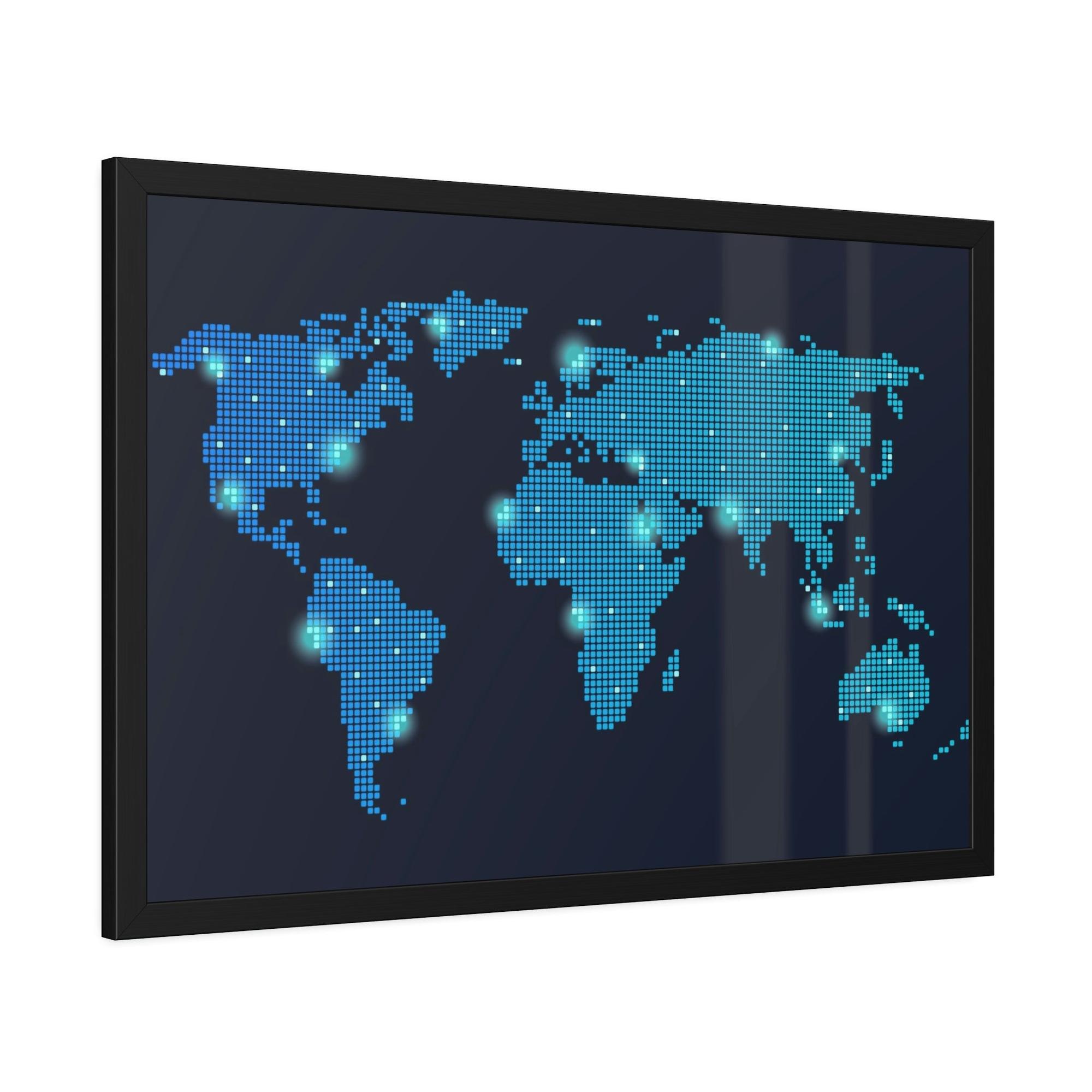 Maps The World in Color: Framed Canvas of Colorful Political Maps