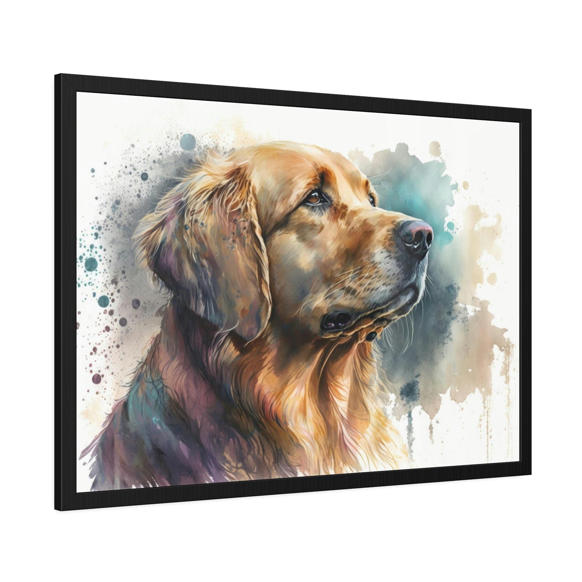 Dogs Dog's World: Framed Poster of a Happy Dog on Canvas