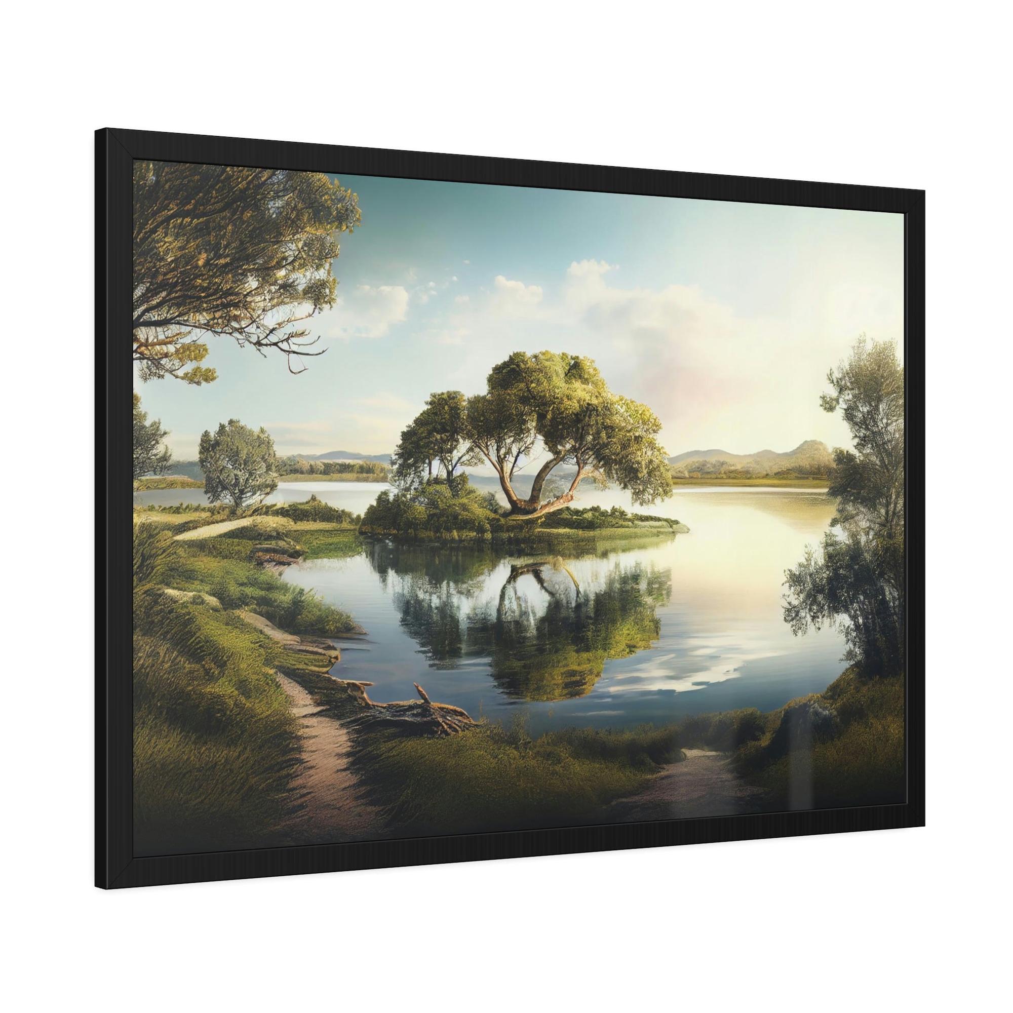 Lakes And Rivers Lakeside Beauty: Print on Canvas of a Gorgeous Lake View