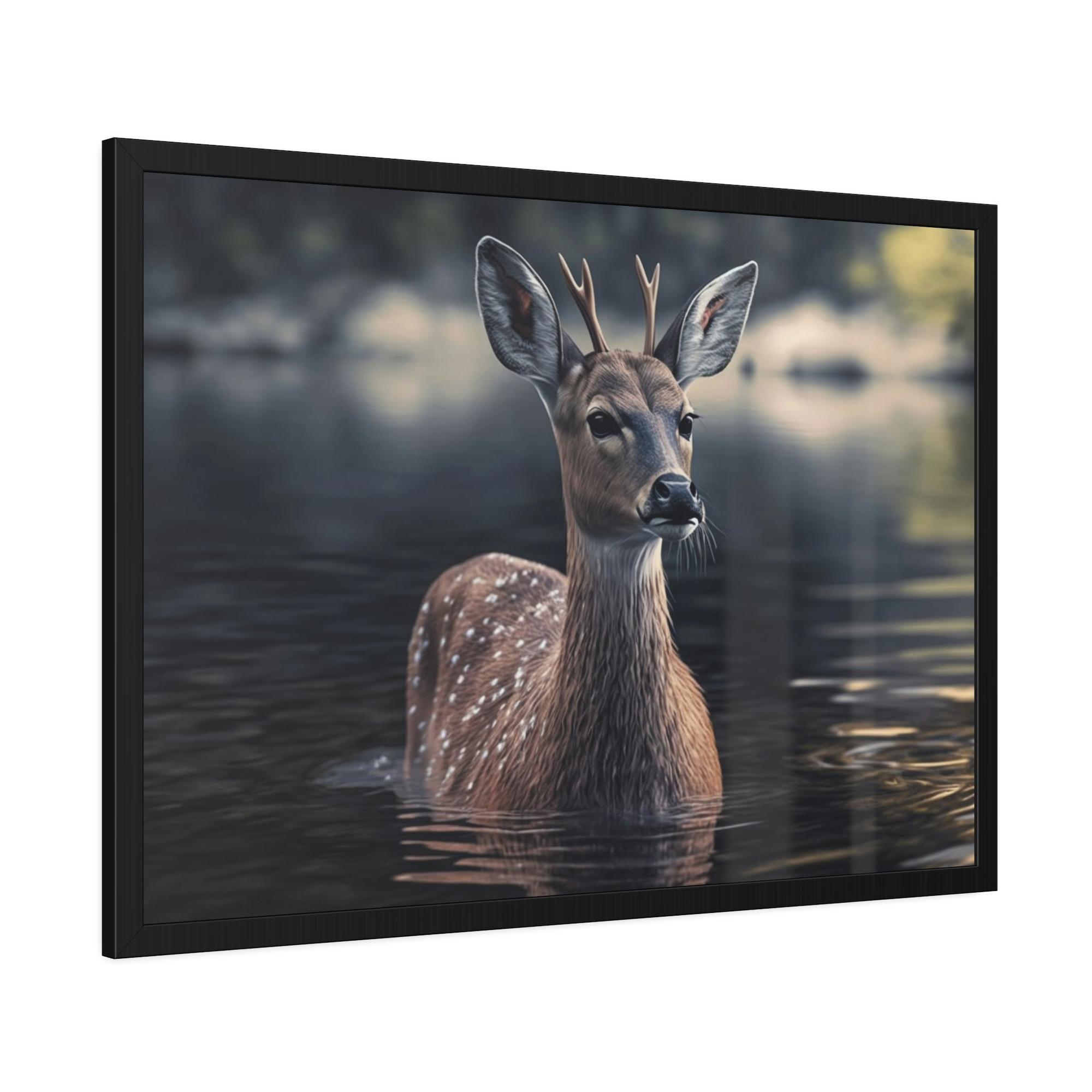 Deers Deer Reflection: A Canvas Tranquil Haven