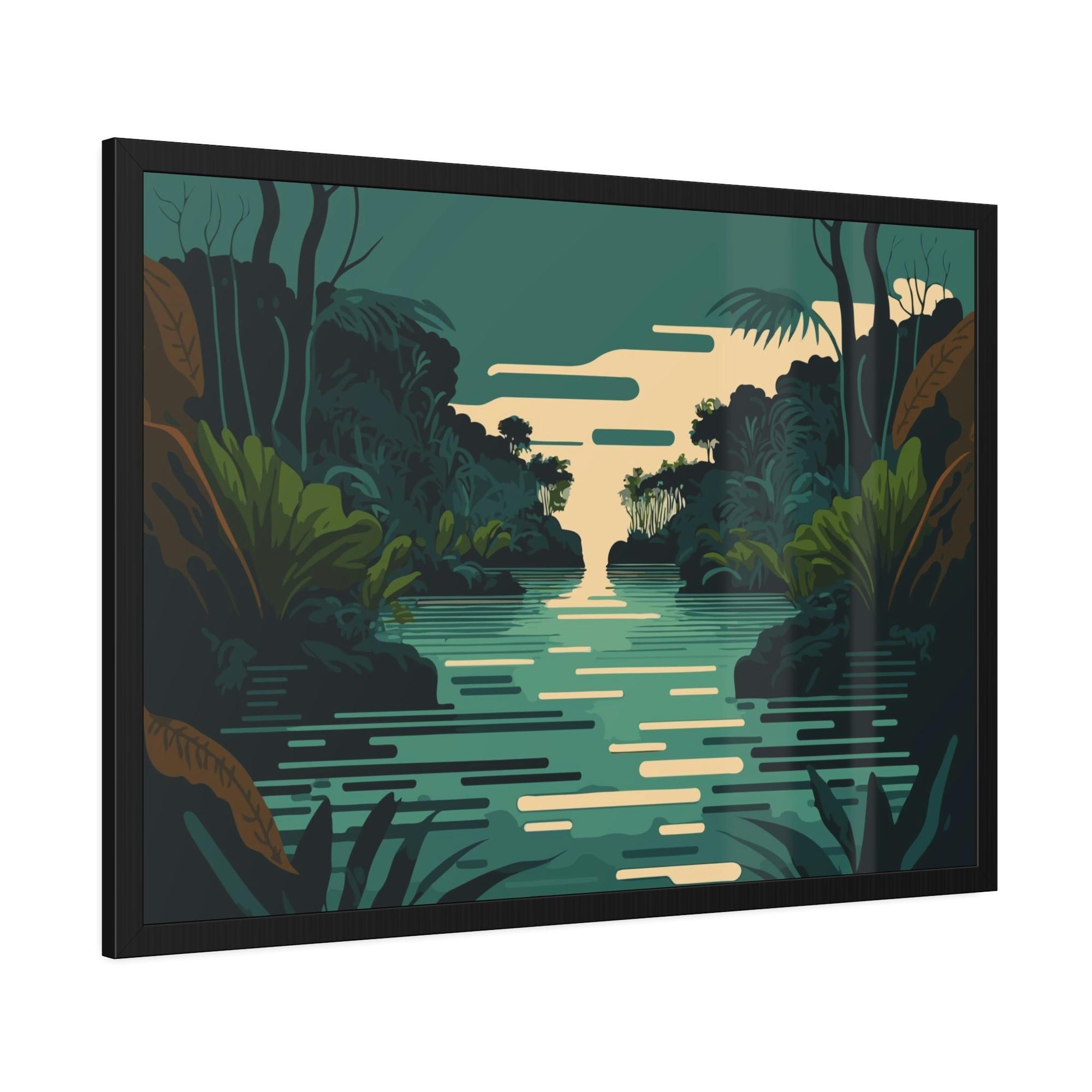 Lakes And Rivers Tranquil Waterside: Wall Art of a Picturesque Lakeside on Natural Canvas