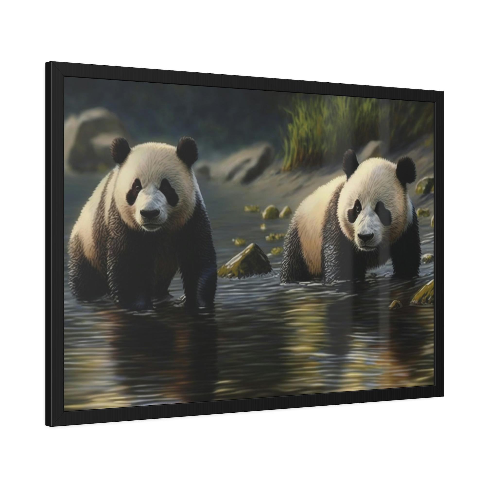 Pandas Bamboo Eaters and Playful Creatures: A Portrait of Pandas on Canvas