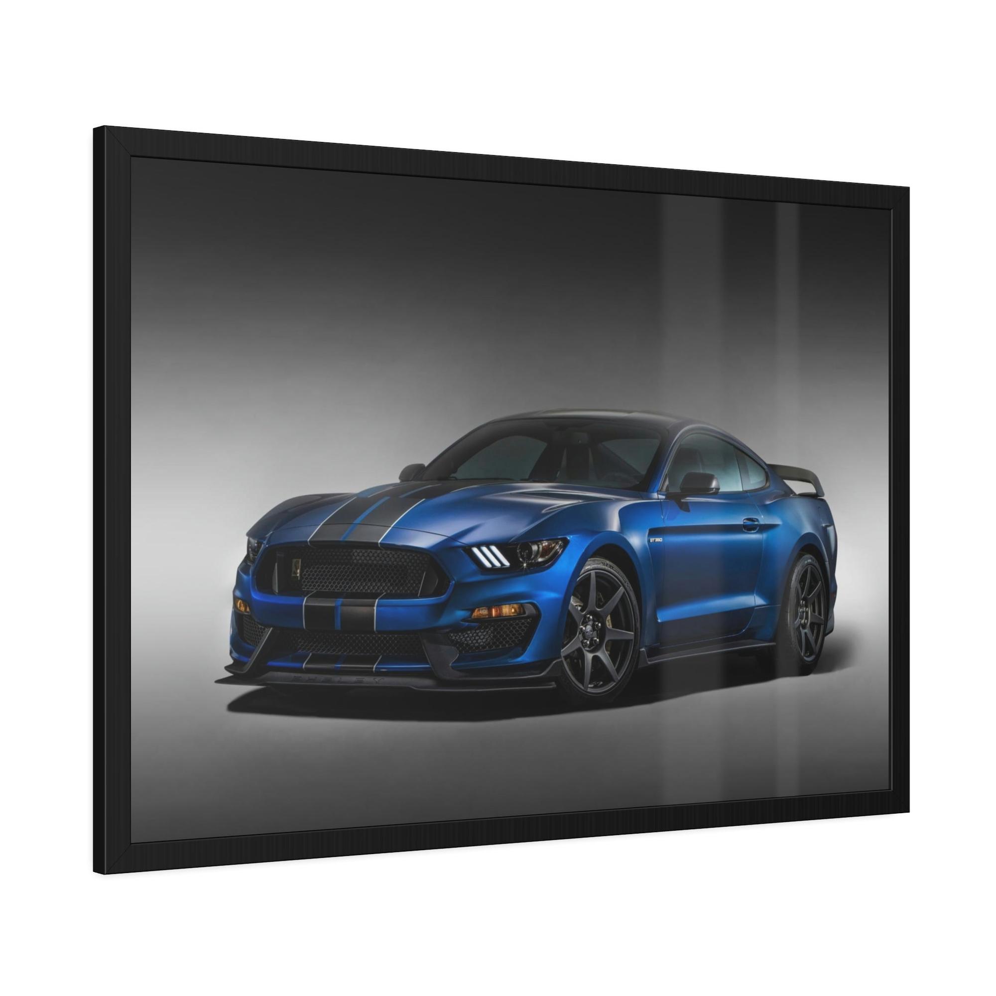 Mustang Thrilling Velocity: Blue Mustang Sport Car Canvas Wall Art for Speed Lovers