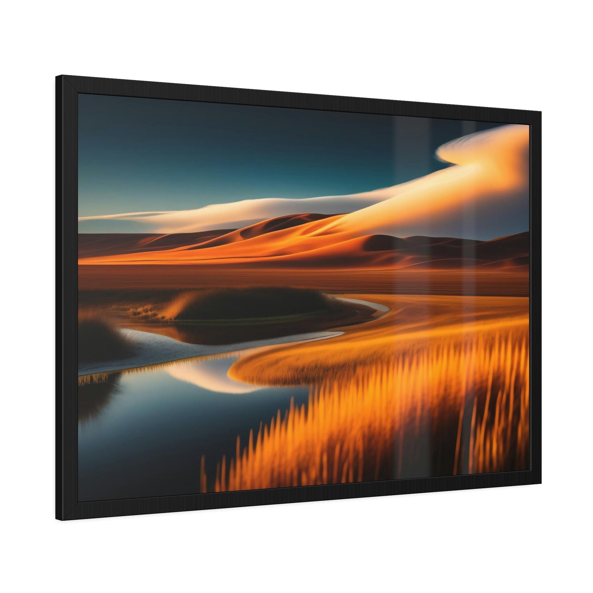 Lakes And Rivers Aquatic Serenity: Lakes and Rivers on Natural Canvas and Framed Poster Art