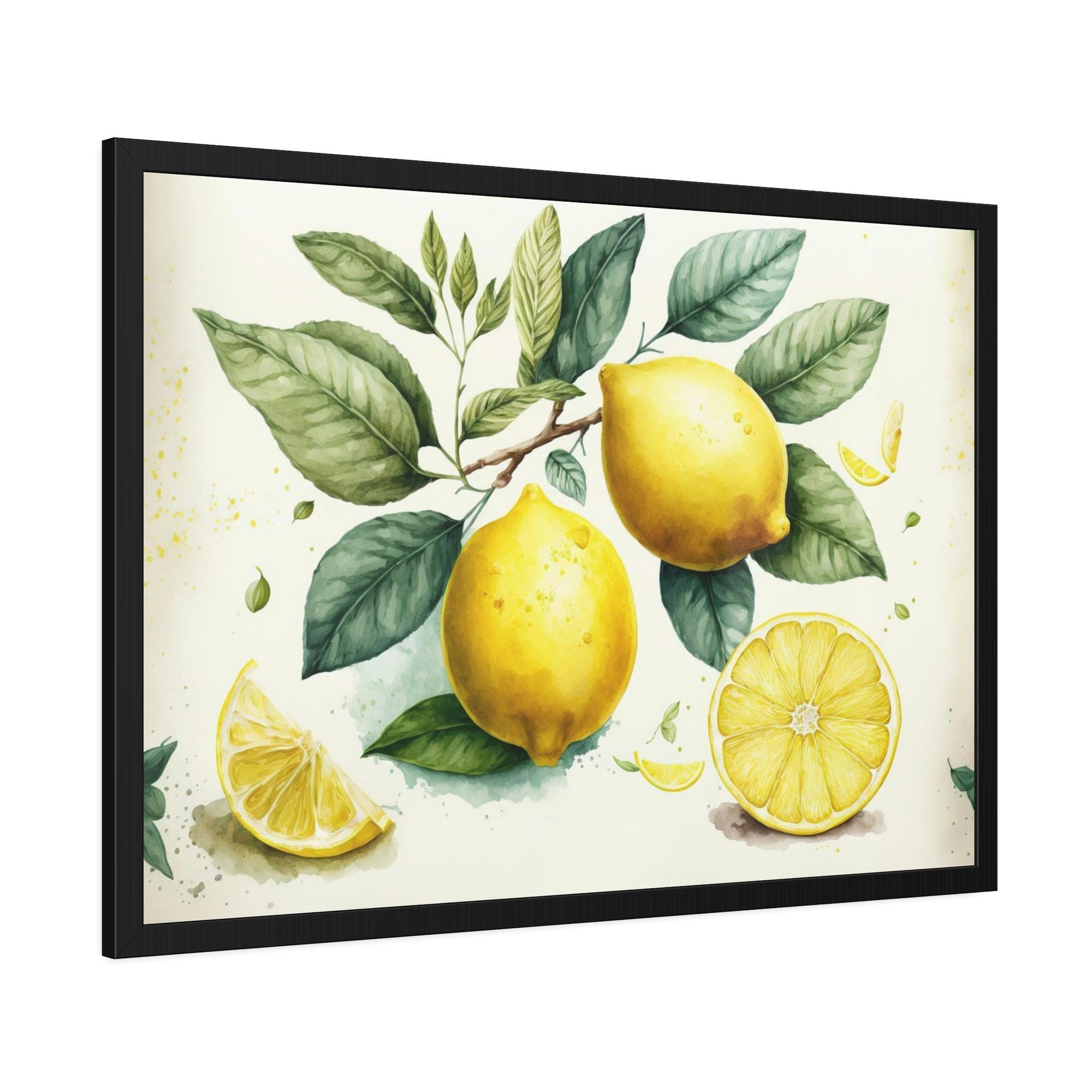 Yellow Elegant and Beautiful Canvas Art Prints and Framed Posters Featuring a Yellow Lemon Design