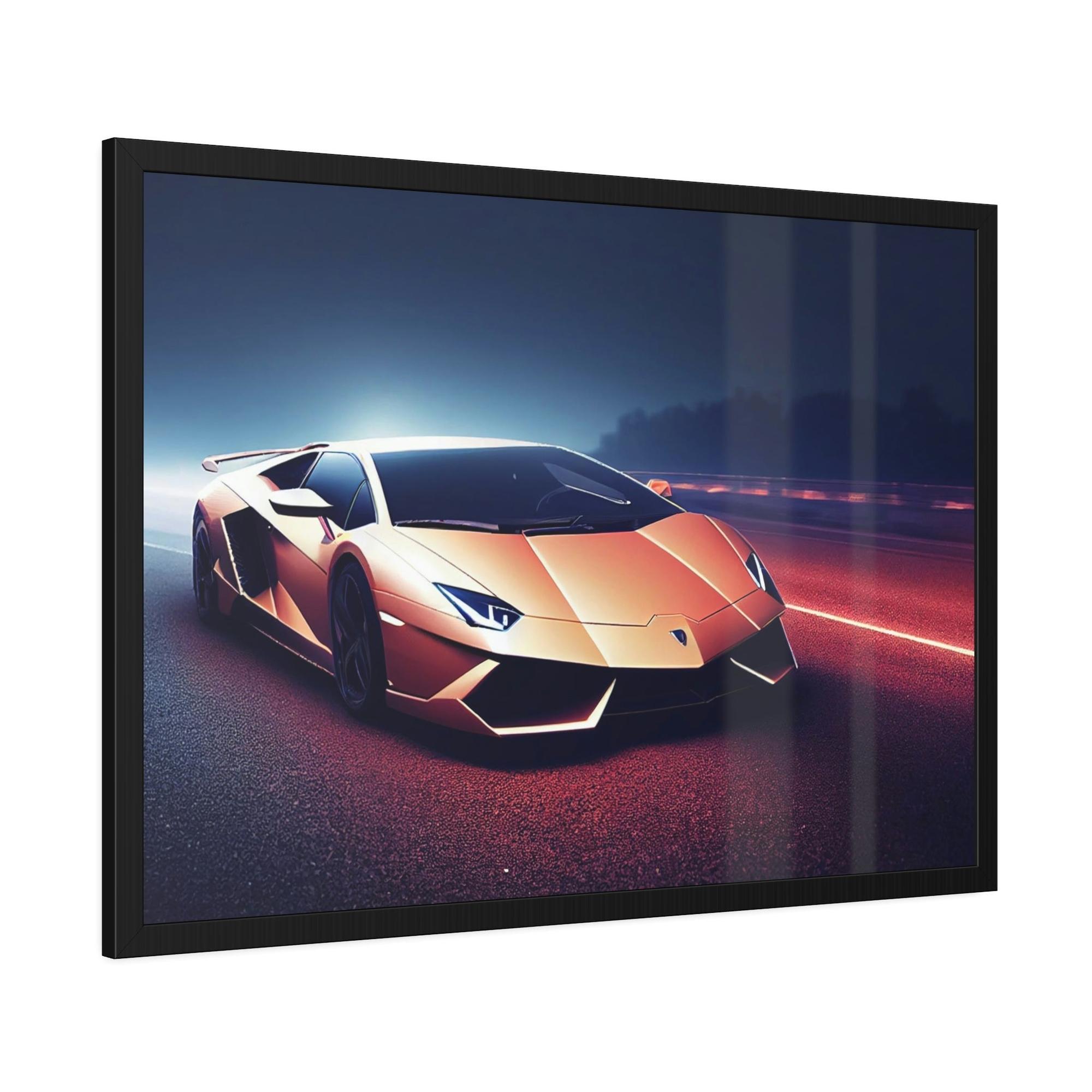 Lamborghini Masterpiece in Motion: Lamborghini Framed Canvas & Poster Print for Supercar Lovers