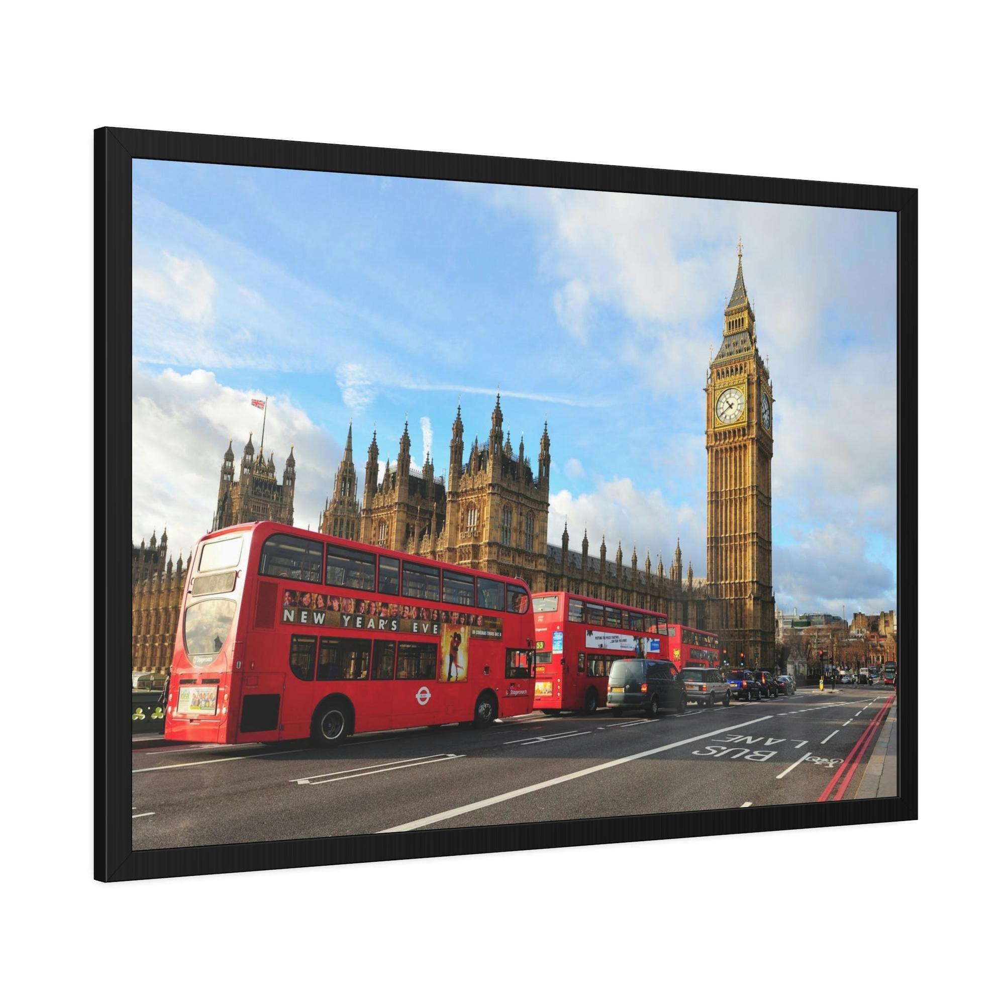 Bus City Rhythm: Vibrant Bus Art on Canvas & Poster