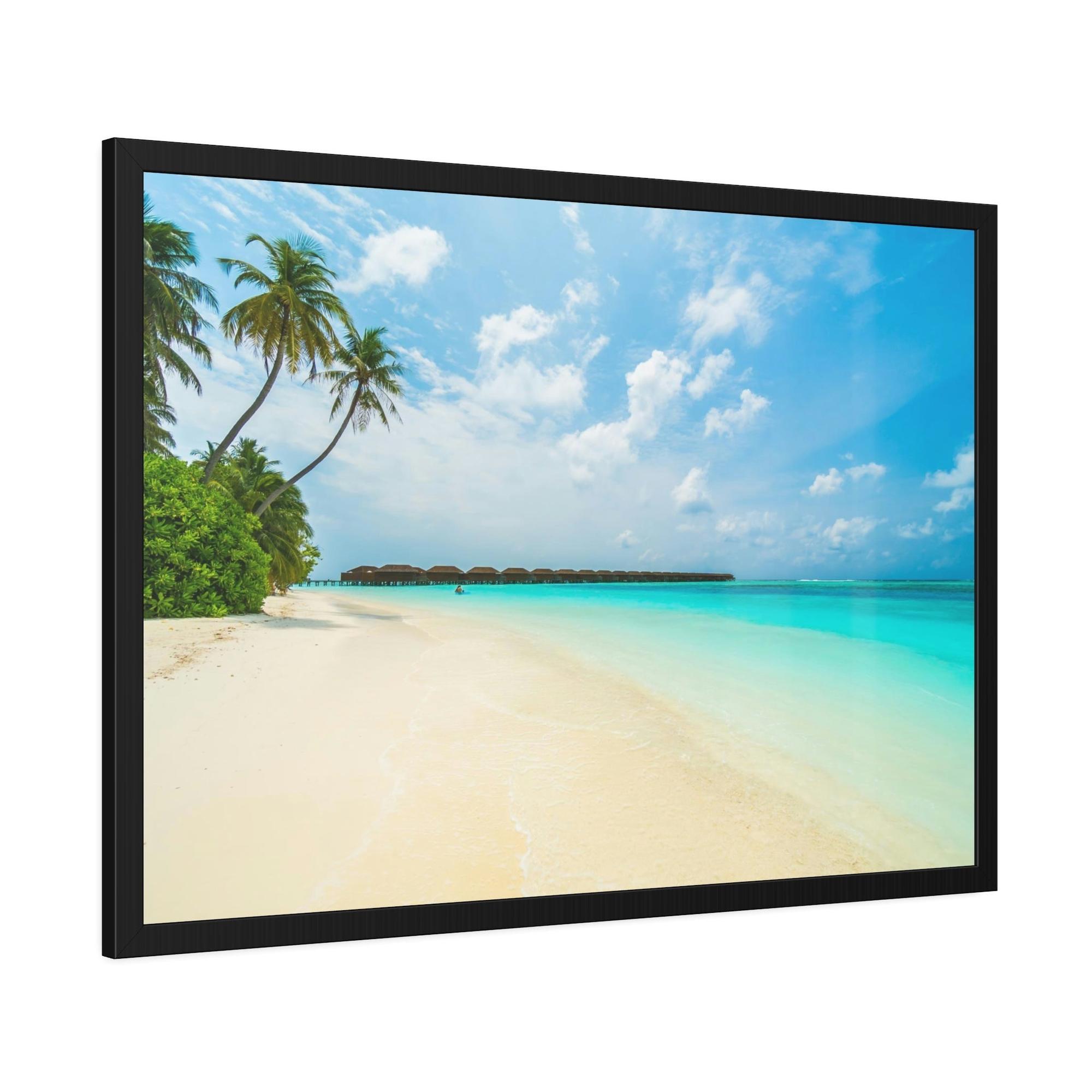 Island Beach Tropical Paradise: Art Print of a Lush Island Beach on a Natural Canvas & Poster