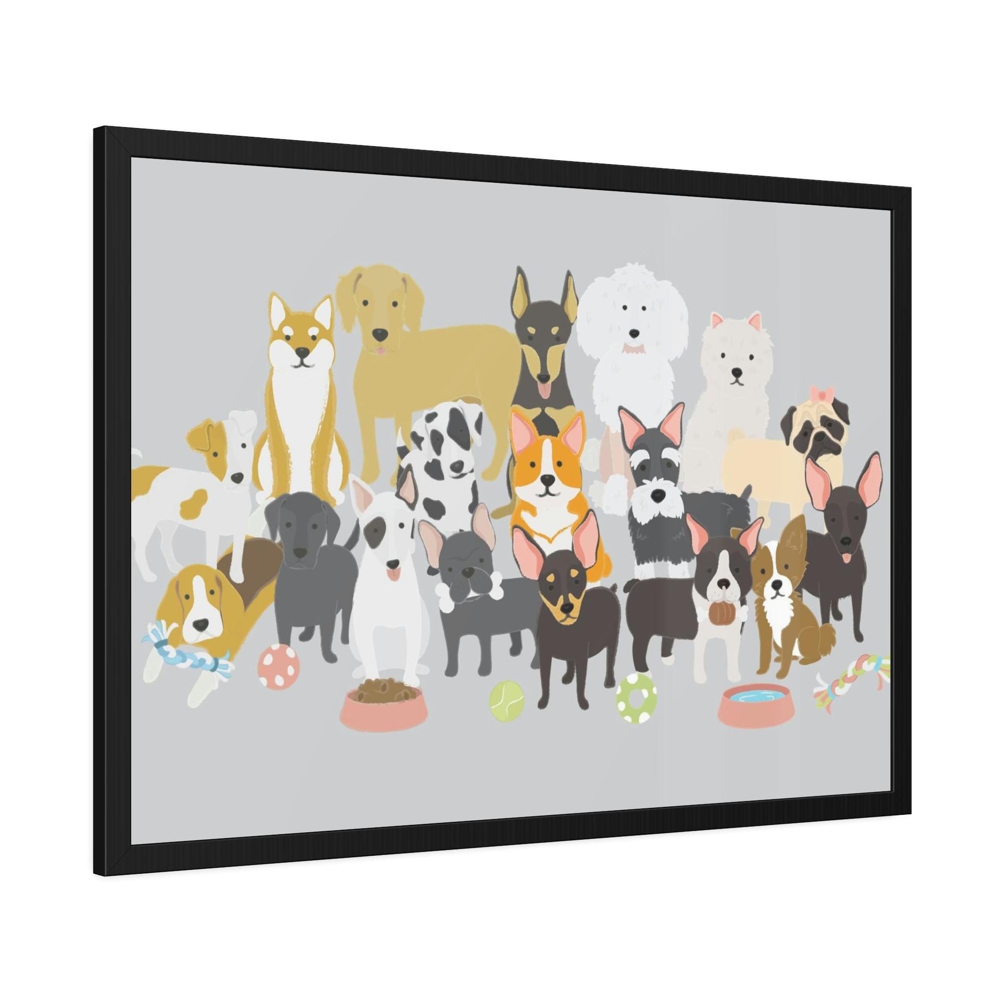 Dogs Canine Comfort: Poster of Dogs Relaxing on a Framed Canvas
