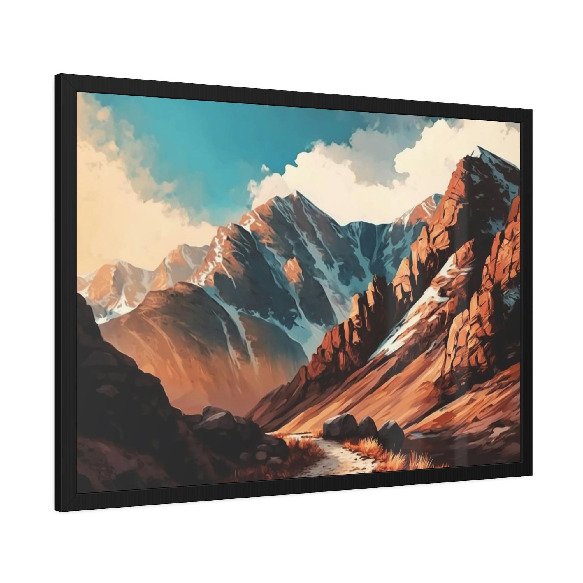 Mountains Ascending to New Heights: A Mountainous Landscape on Canvas