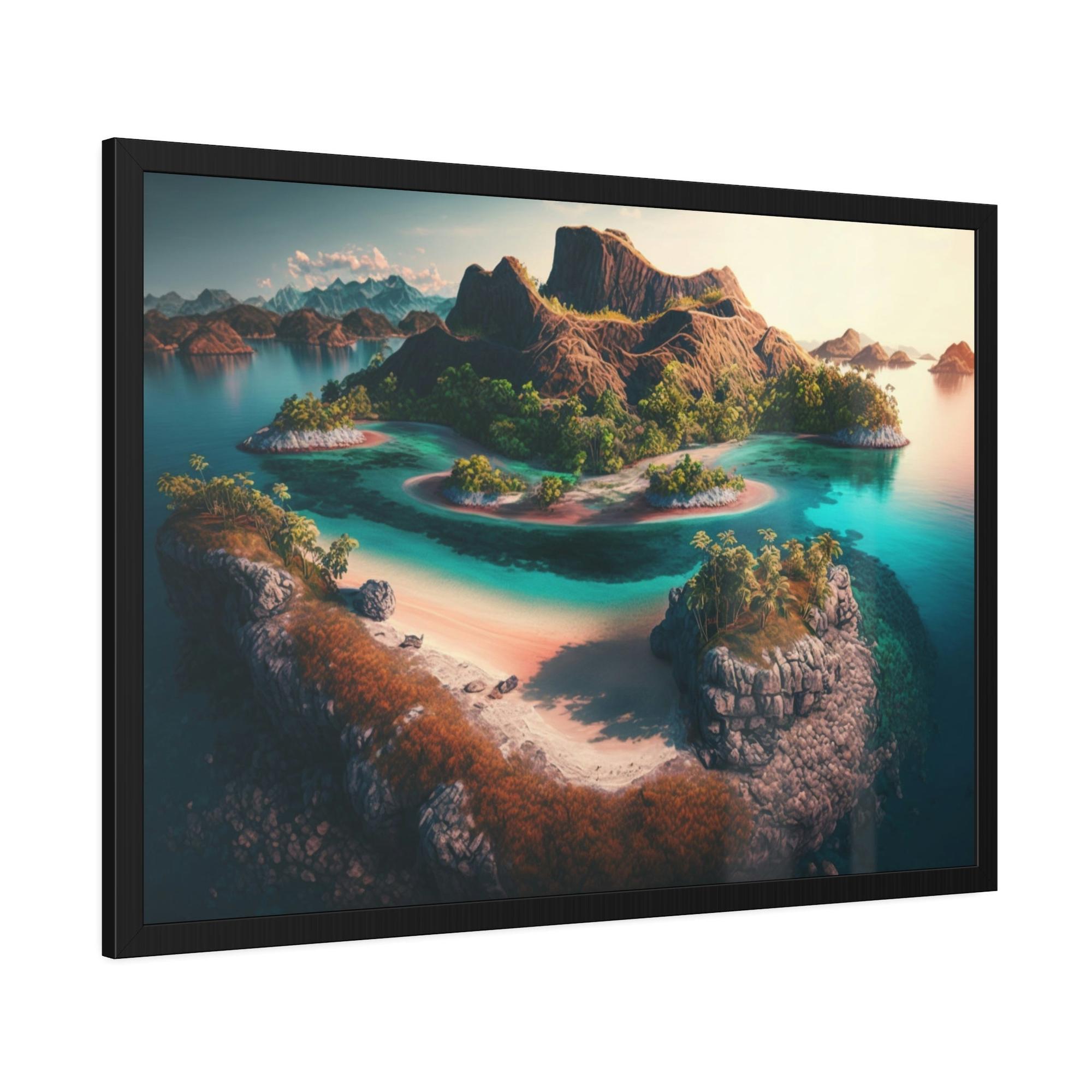 Tropical Island Dreams: A Colorful Tropical Scene on Canvas