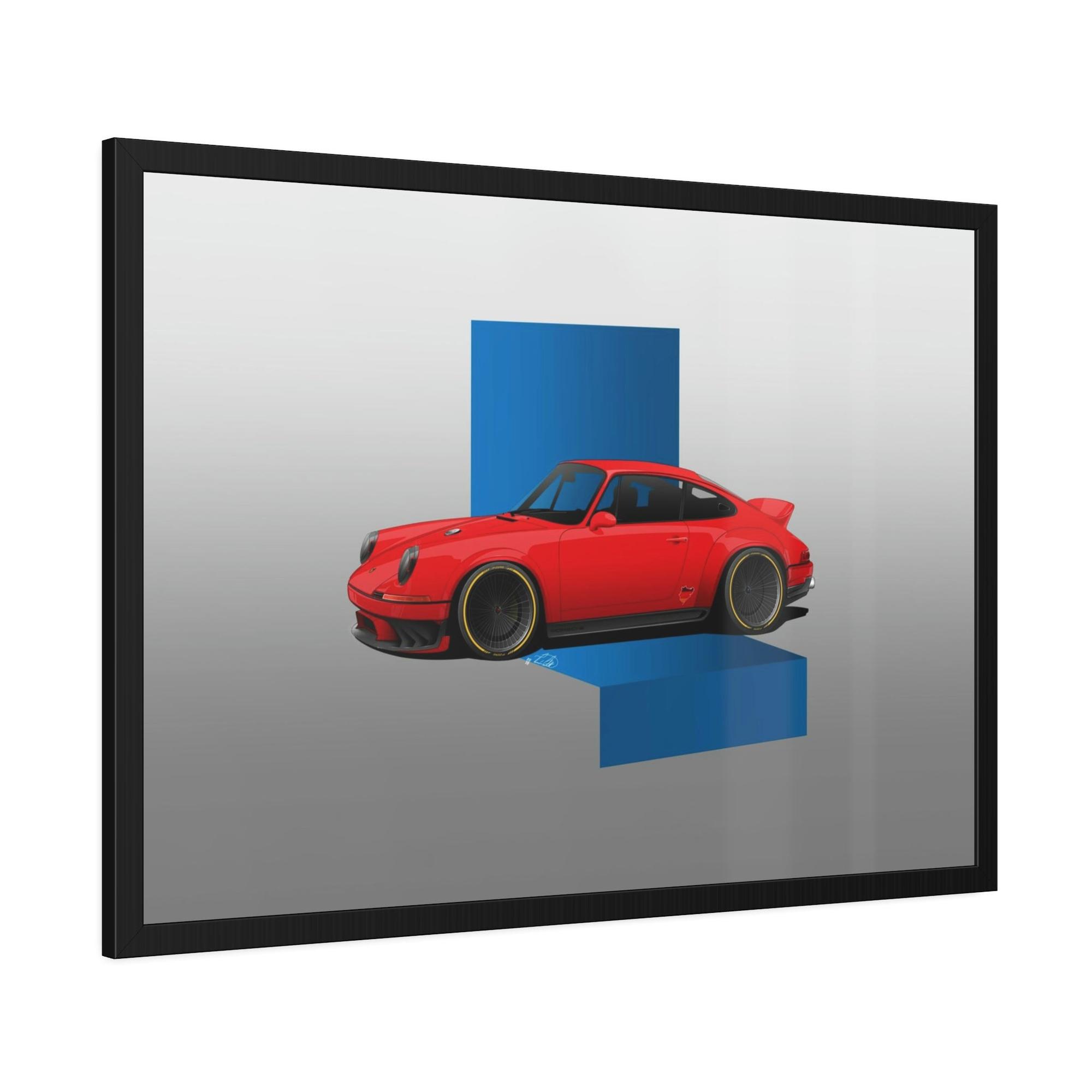 Porsche The Art of Speed: A Framed Canvas Print of a Red Porsche in Action