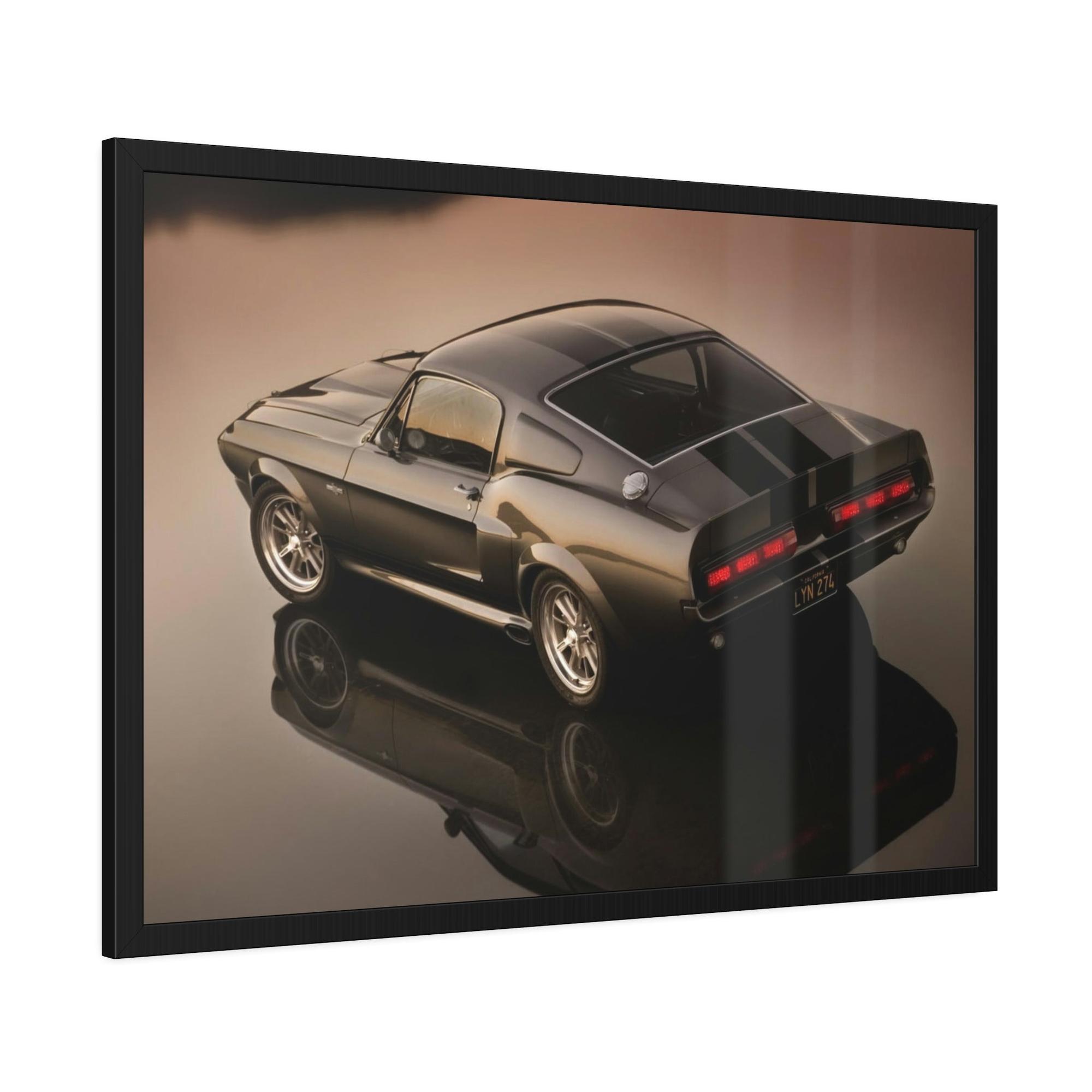 Mustang Masterpiece on Wheels: Framed Canvas Poster of a Mustang Sports Car for Automotive Art Collectors