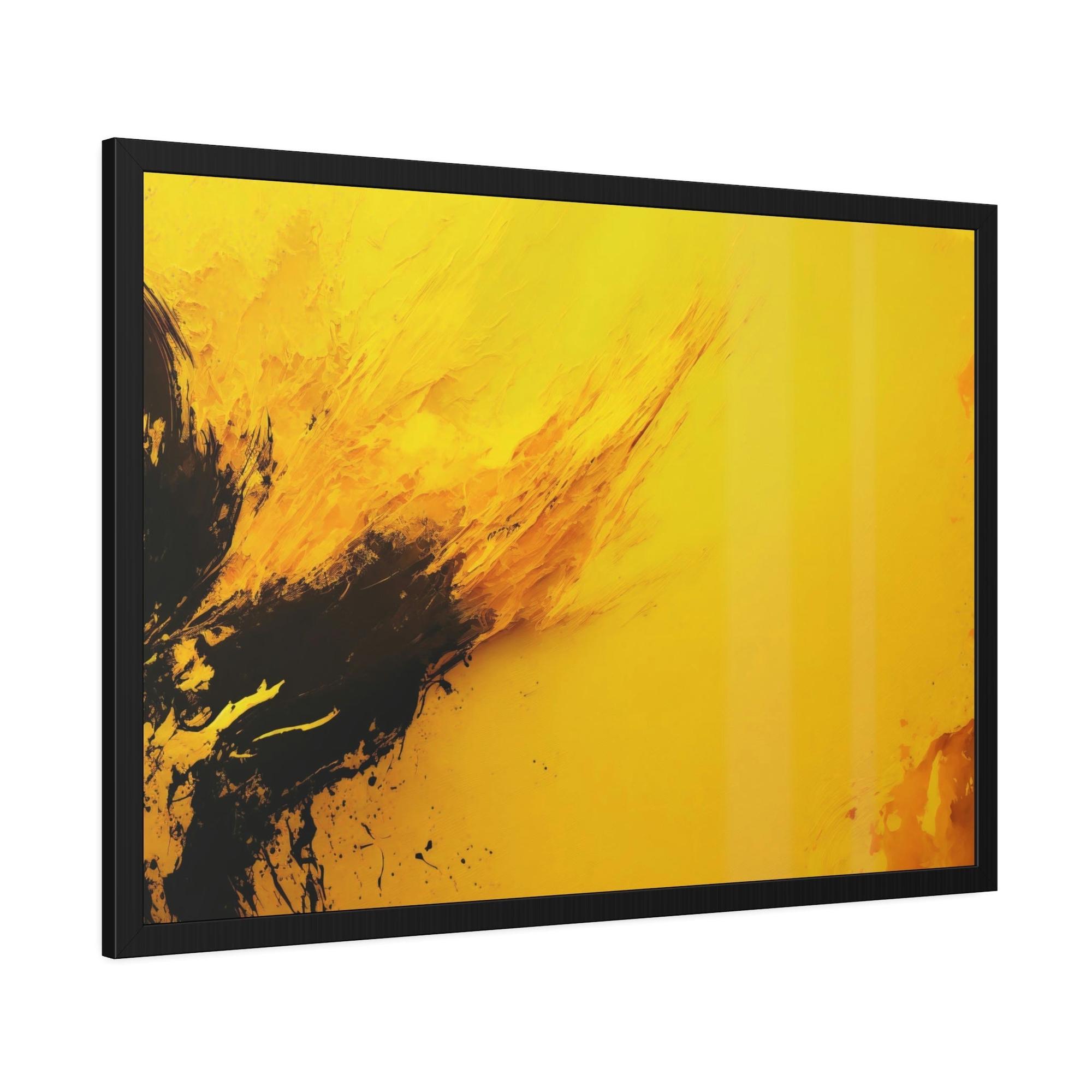 Yellow Sunny Abstraction: Bright and Playful Wall Art Prints Featuring a Yellow Abstract Design on Framed Canvas & Poster
