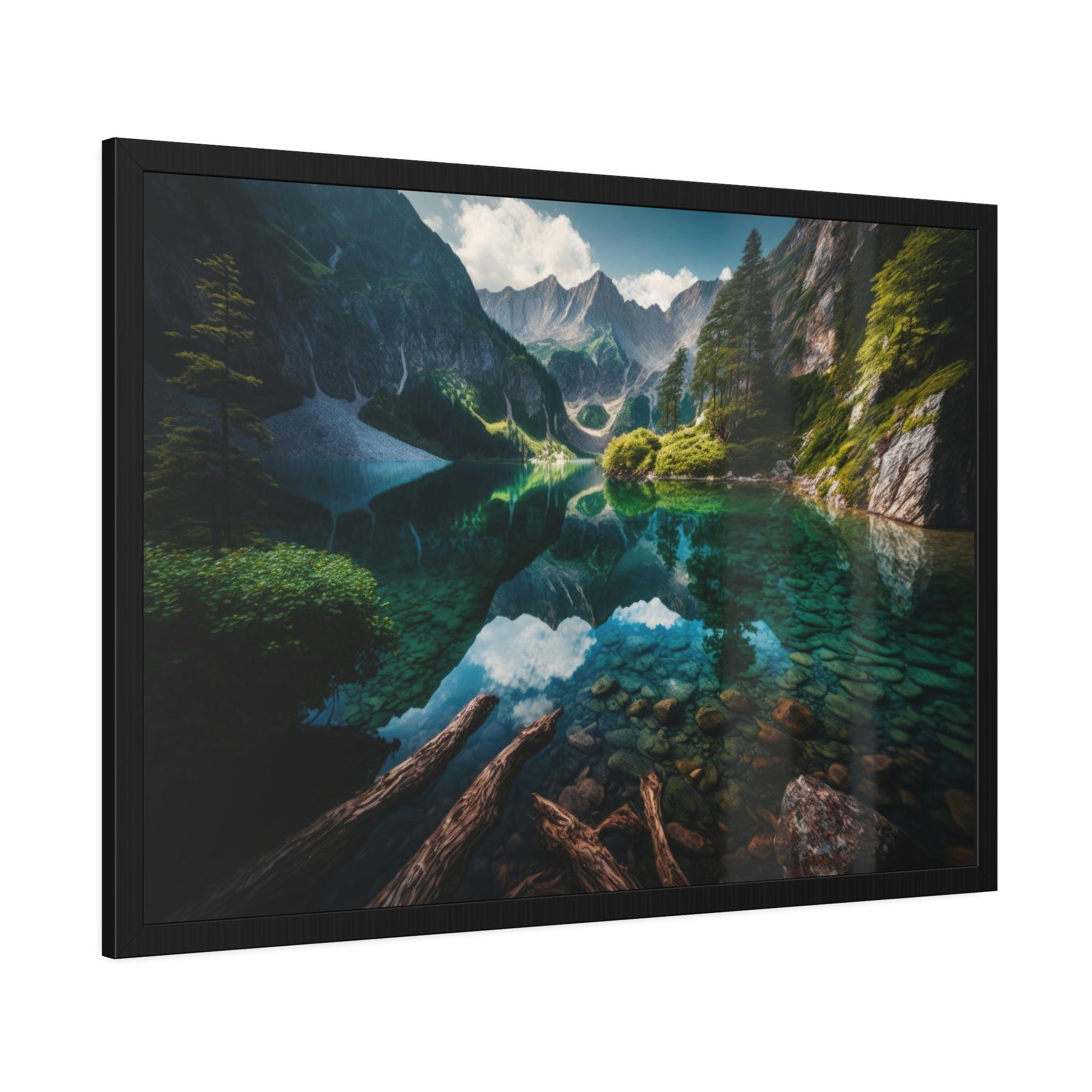 Lakes And Rivers Serene Waterscapes: Lakes and Rivers on Natural Canvas and Framed Poster