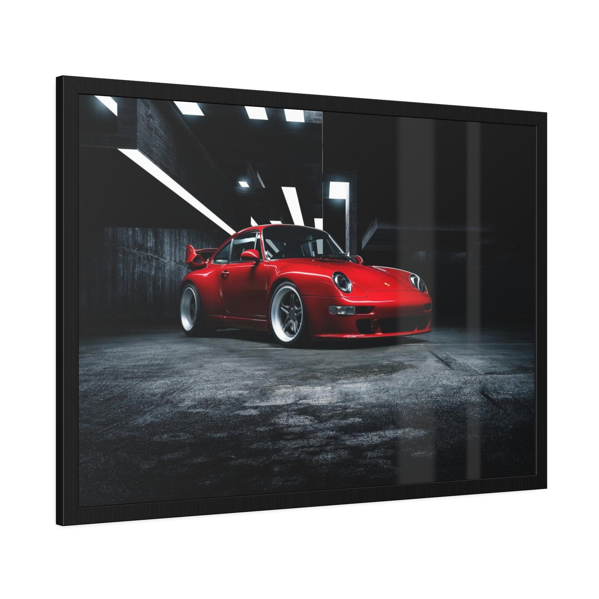 Porsche Passionate Red Porsche: A Vibrant Print on Natural Canvas & Poster