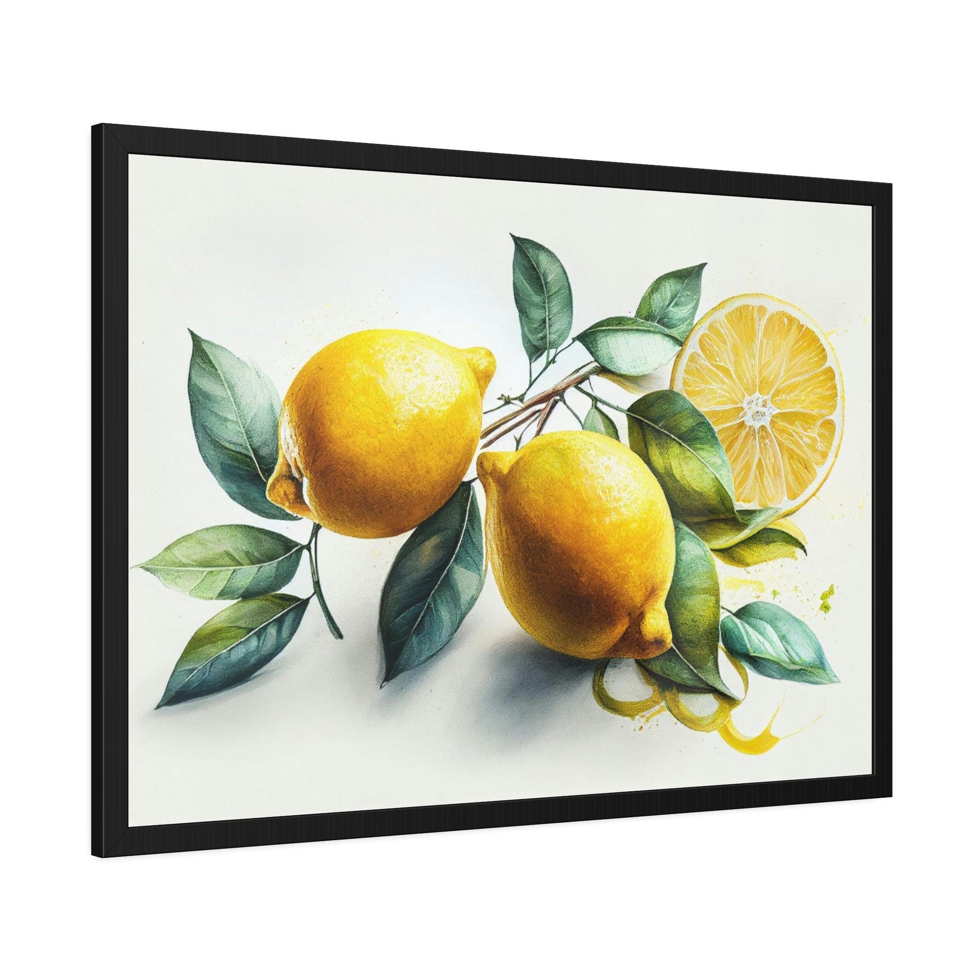 Yellow Lemon Burst: Bright and Playful Wall Art Prints of Yellow Lemons on Natural Canvas