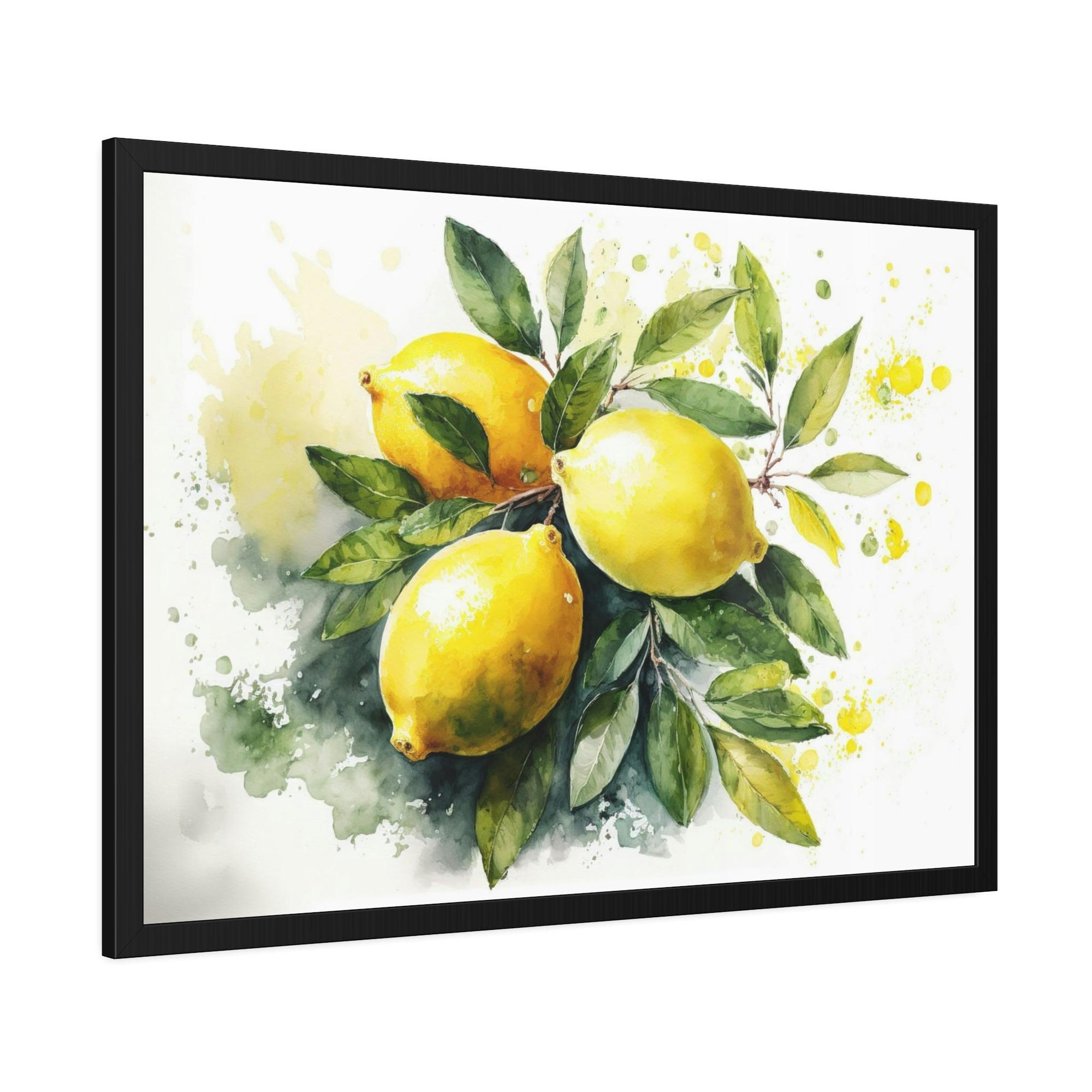 Yellow Tropical Citrus: Vibrant and Bold Wall Art Prints of Yellow Lemons on Natural Canvas & Posters