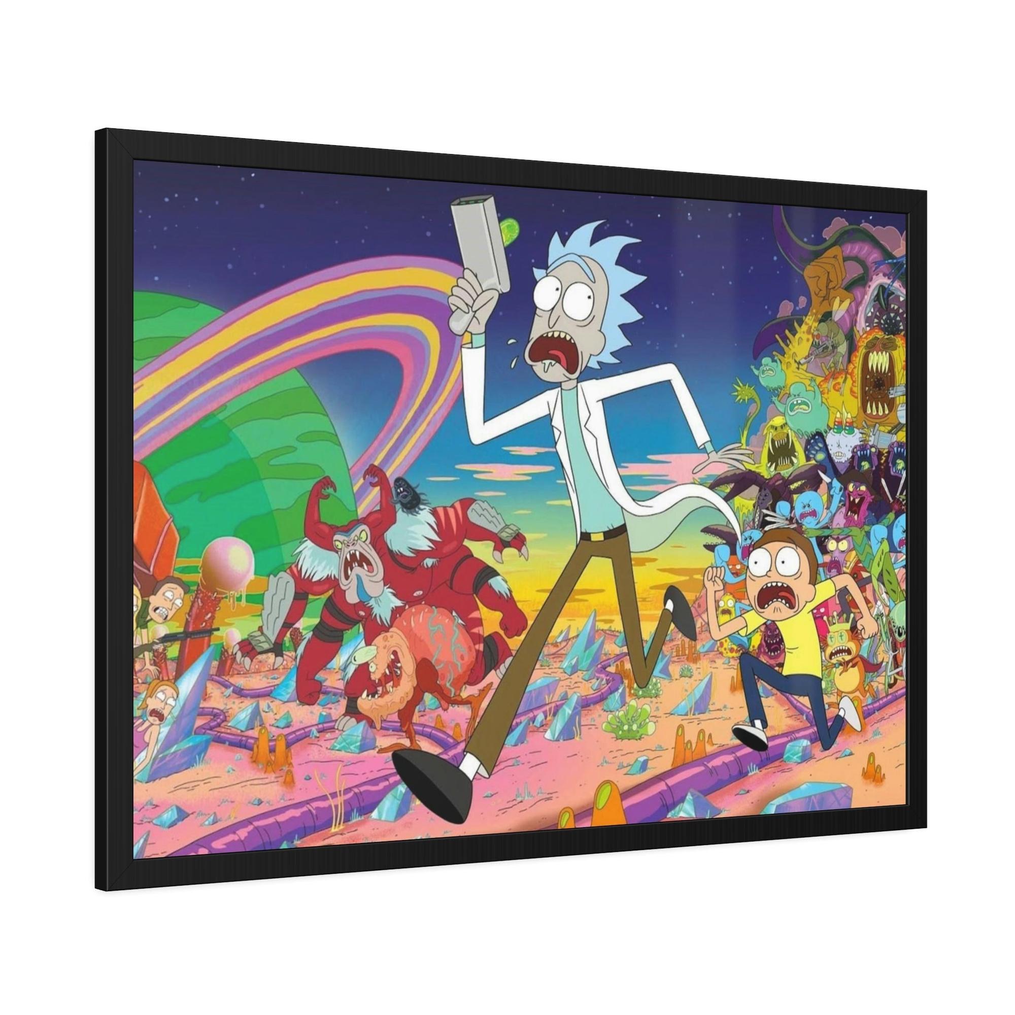 Rick And Morty Art Fantastical Adventures: Framed Canvas Wall Art Depicting Rick and Morty Artwork