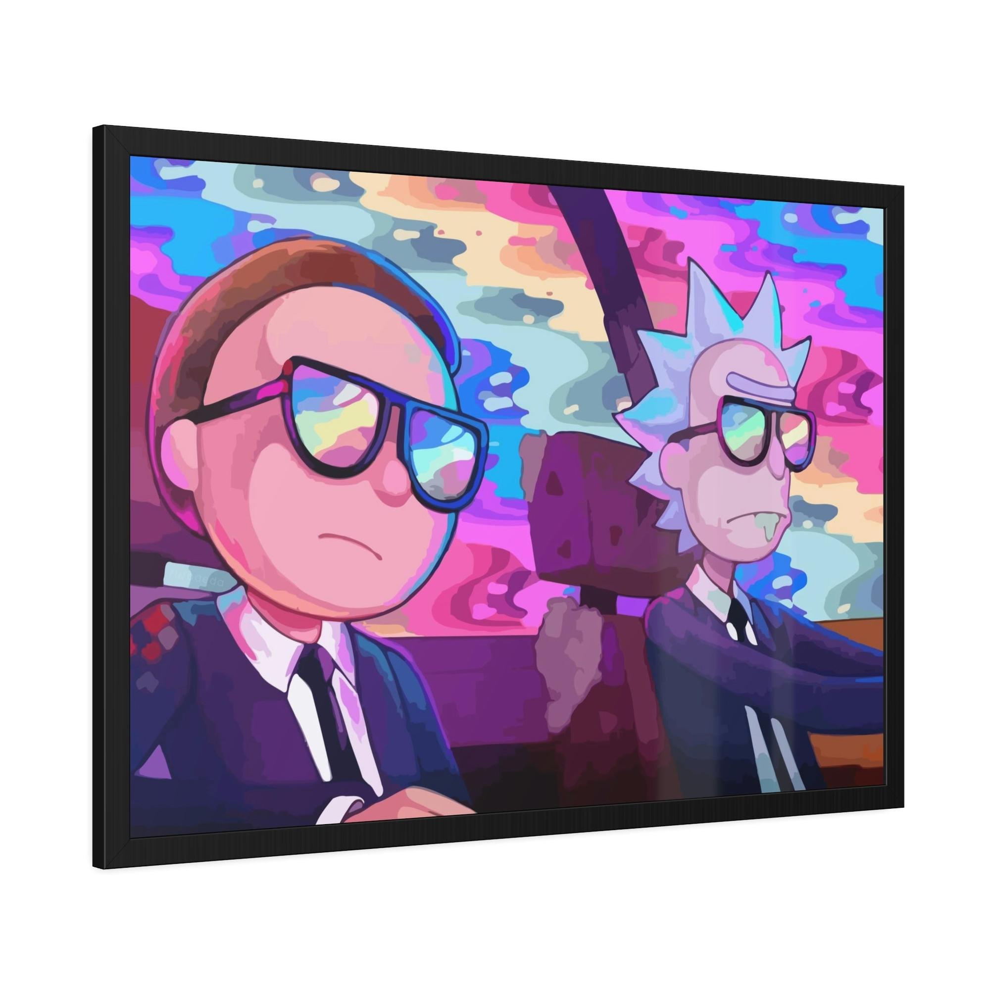 Rick And Morty Art Sci-Fi Adventures: Framed Canvas Wall Art Featuring Rick and Morty Cartoon Characters