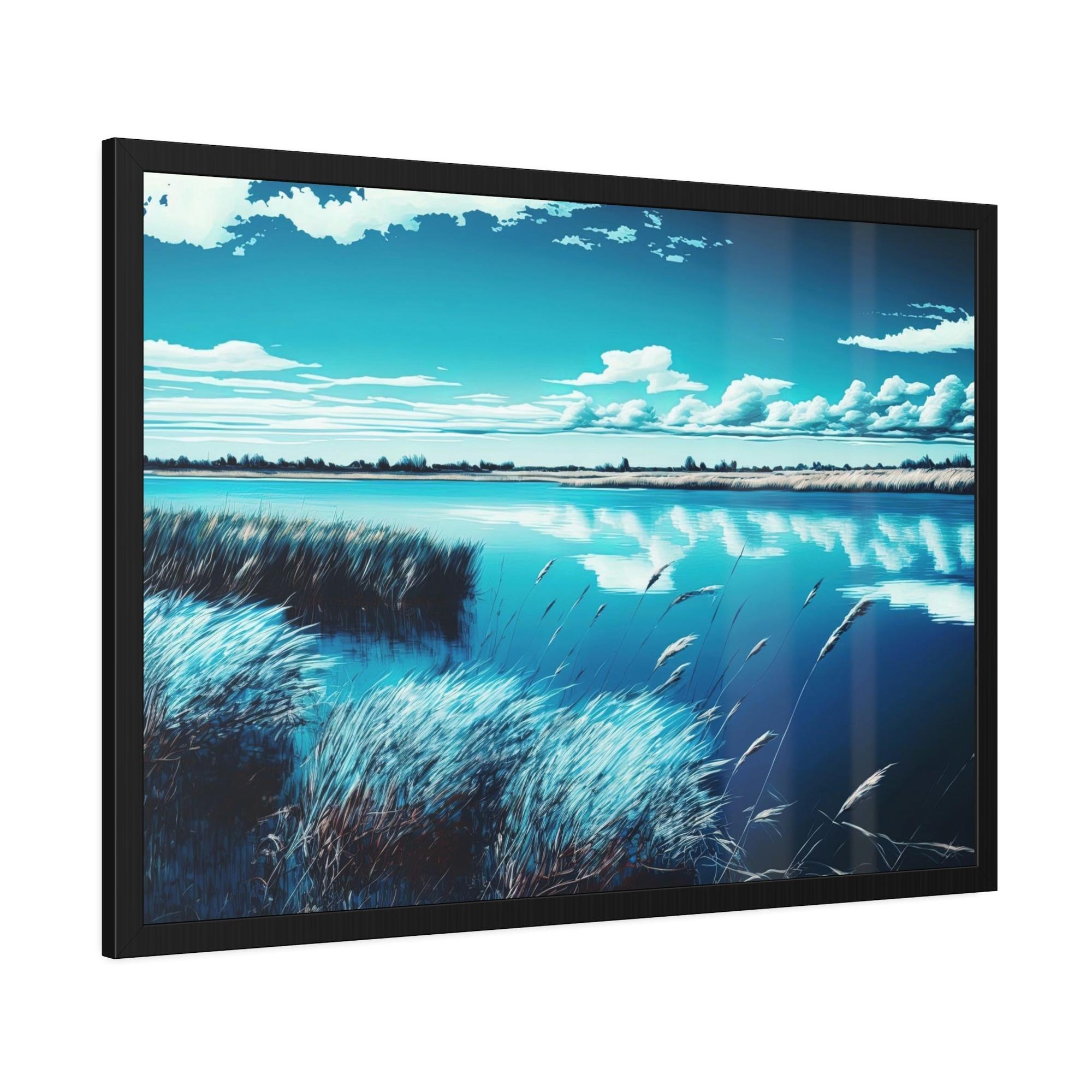 Lakes And Rivers Lakeside Harmony: Print on Canvas with Tranquil Lake Scenery