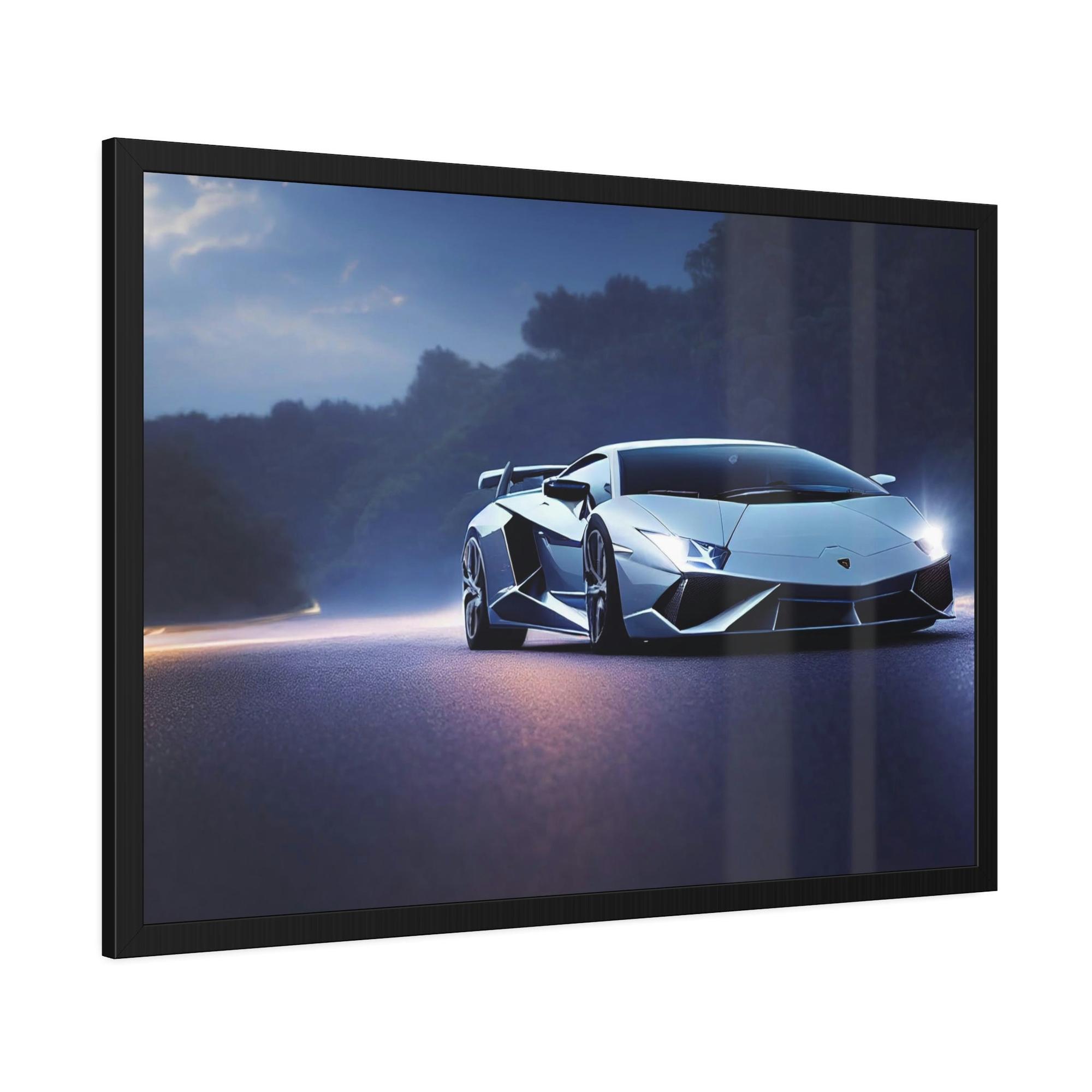 Lamborghini Power and Style: Lamborghini Print on Framed Canvas & Poster for Automotive Art Fans