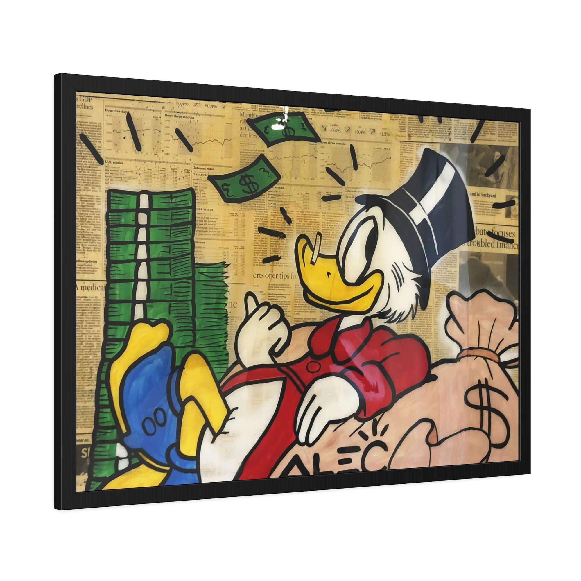 Monopoly & Motivation Alec Monopoly's Duck Tales: Disney's Duck as Street Art on Natural Canvas and Framed Poster