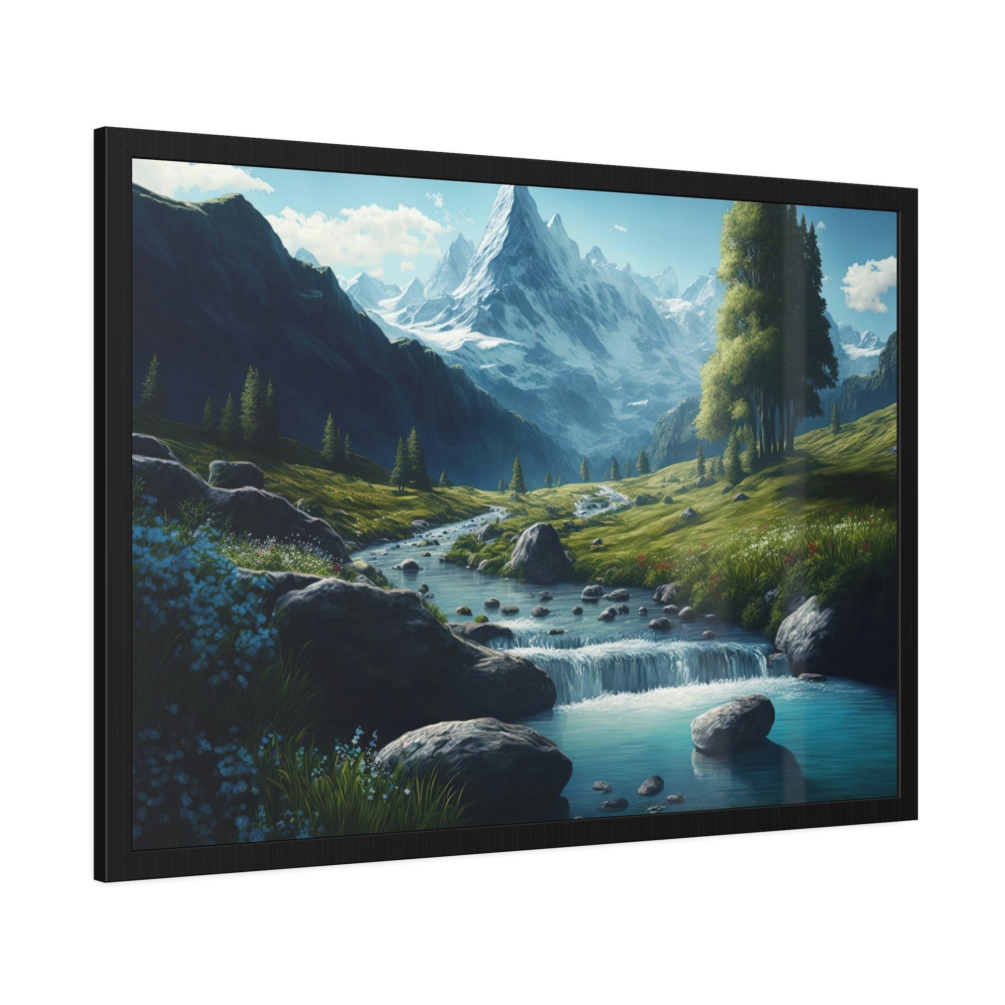 Lakes And Rivers Nature's Watercolor: Framed Canvas and Poster Print of Lakes and Rivers