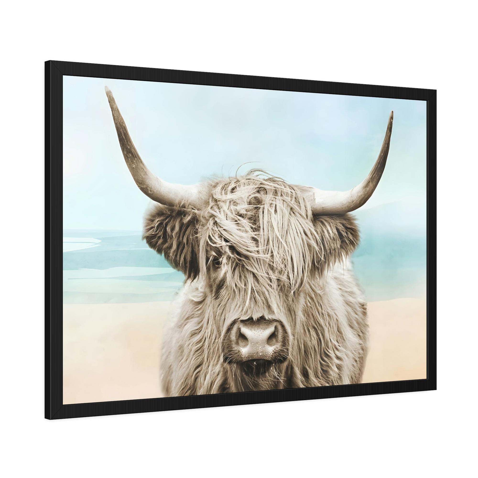 Highland Cow Framed in Wonder: Framed Poster of a Stunning Highland Cow Portrait