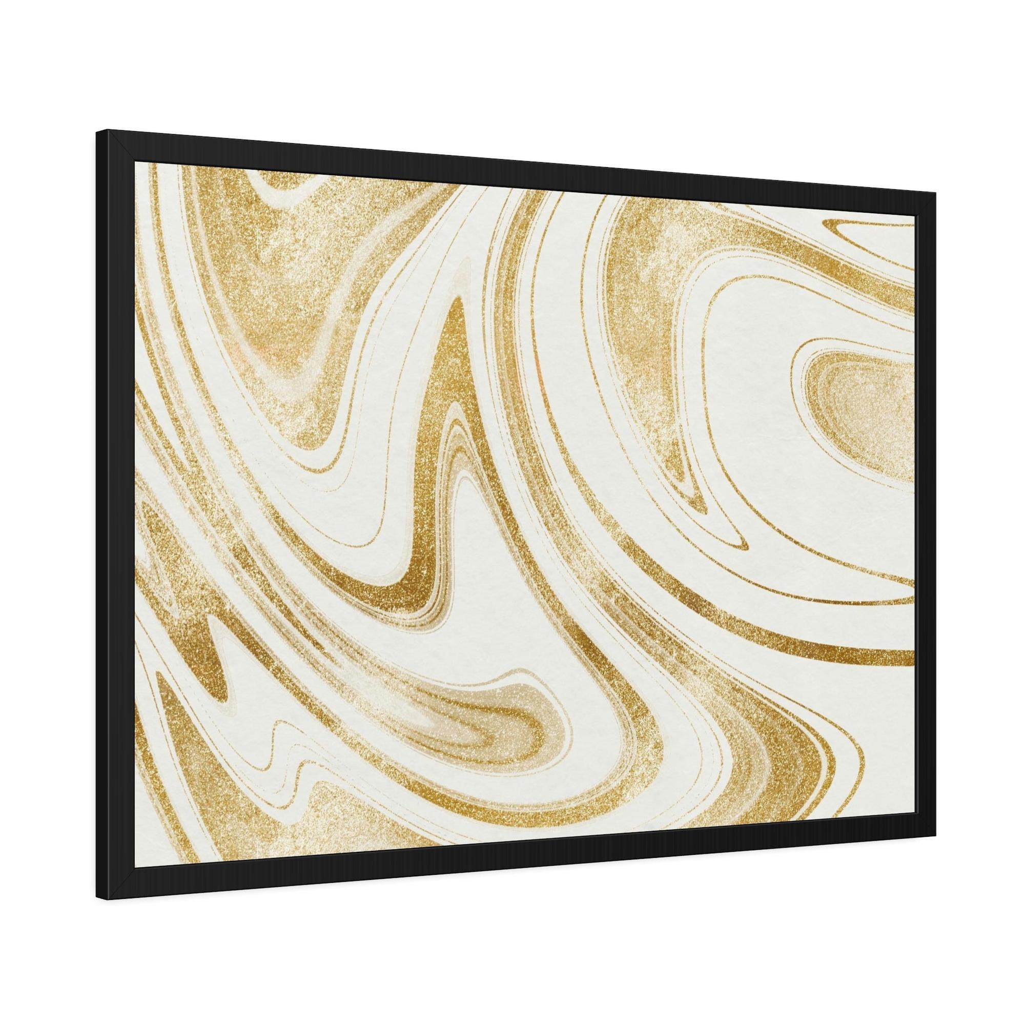 Gold Abstract Art Touch of Opulence: Gold Abstract Wall Art on Framed Poster & Canvas