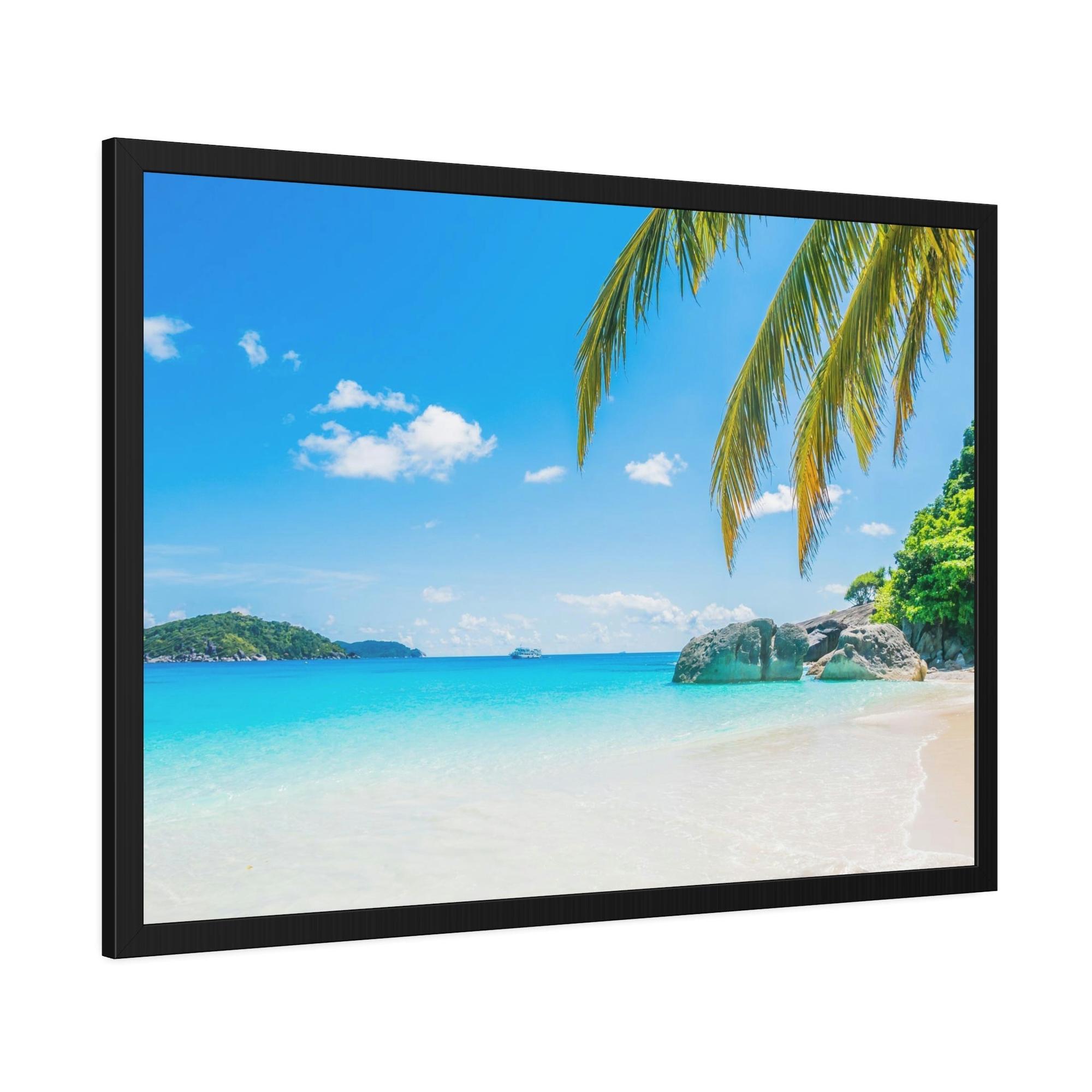 Island Beach Seaside Escape: Framed Canvas & Poster of a Dreamy Island Beach Getaway