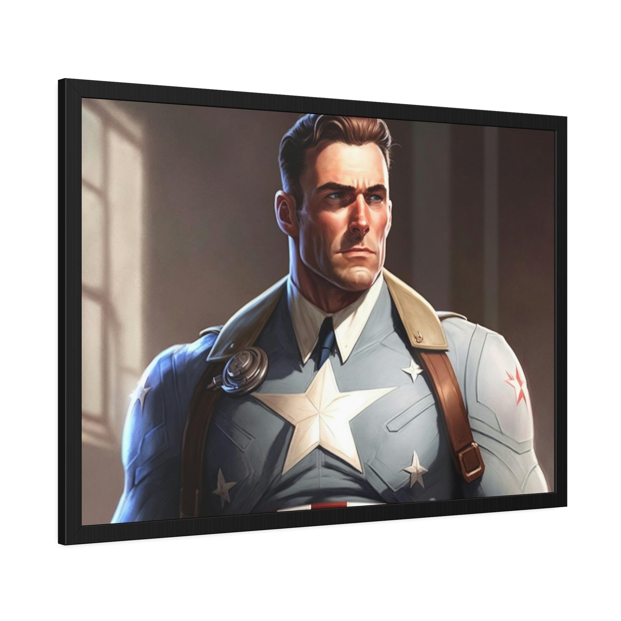 Captain America Heroic Strength: Natural Canvas and Art Prints of Captain America