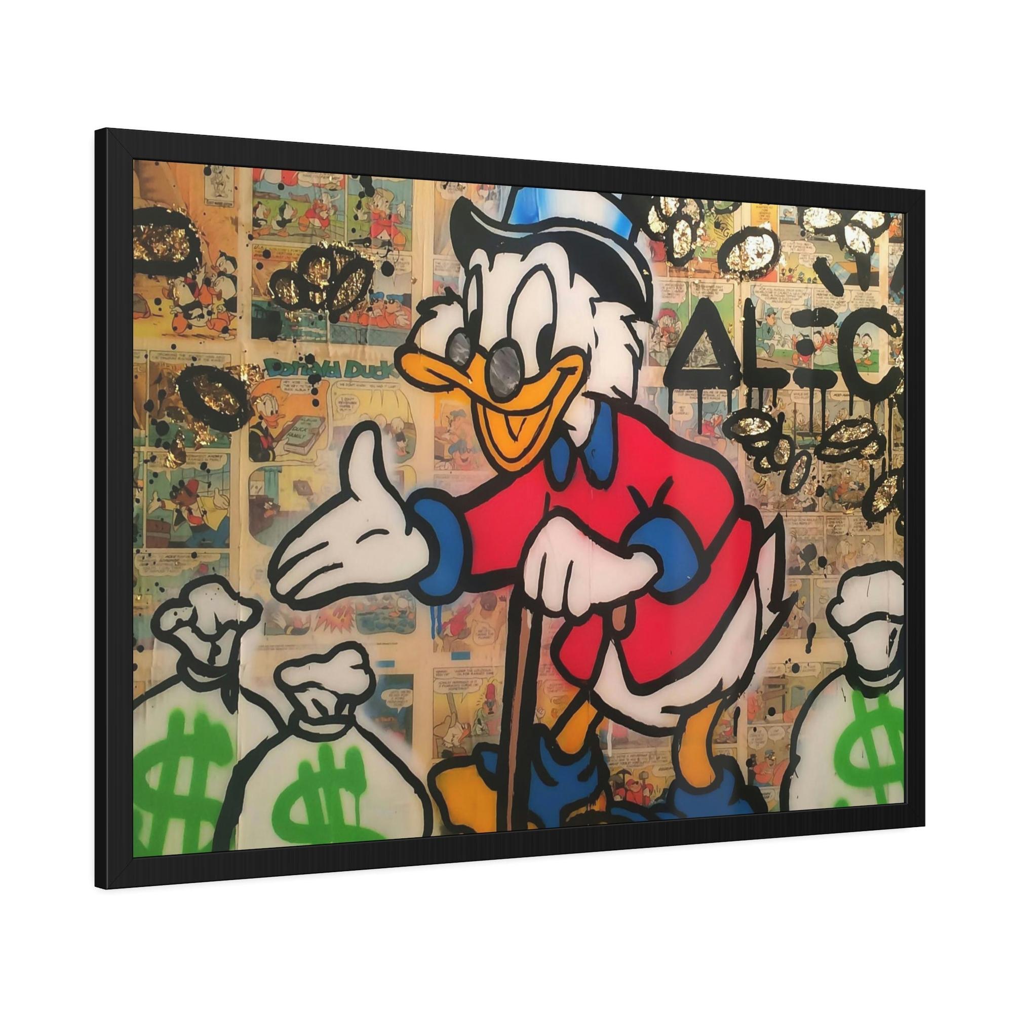Monopoly & Motivation Monopoly Madness: Disney's Duck in Alec Monopoly Style on Canvas and Framed Poster