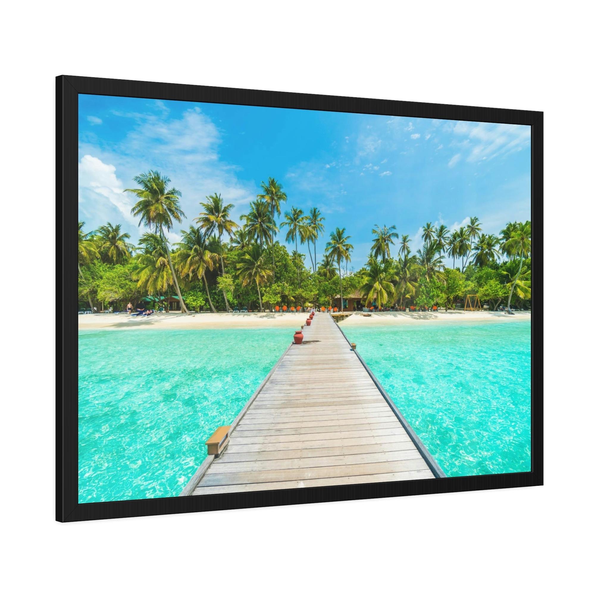 Island Beach Coastal Paradise: Framed Canvas & Poster of a Picturesque Island Beach