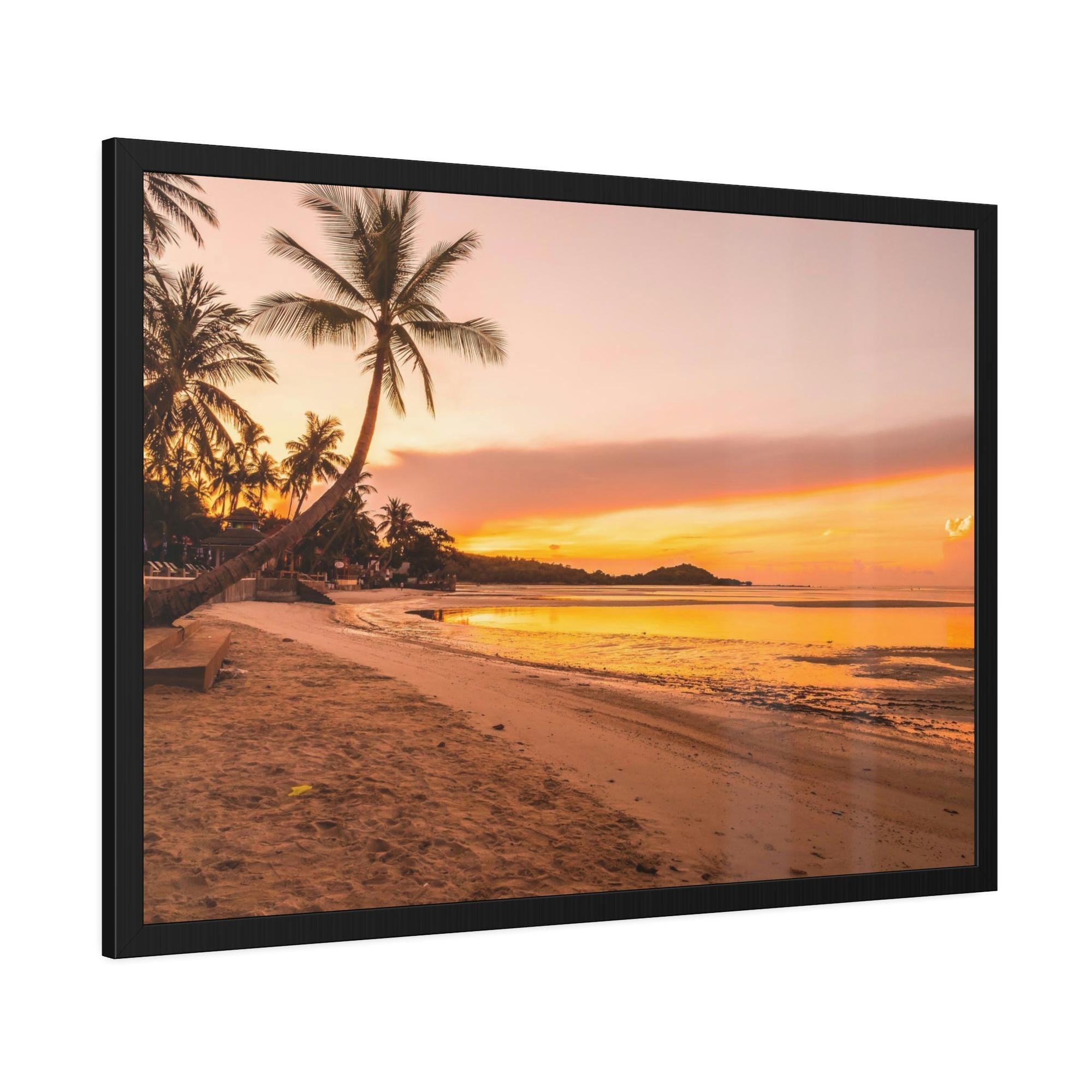 Island Beach Seaside Sunset: Canvas Print of a Breathtaking Beach Sunset on an Island