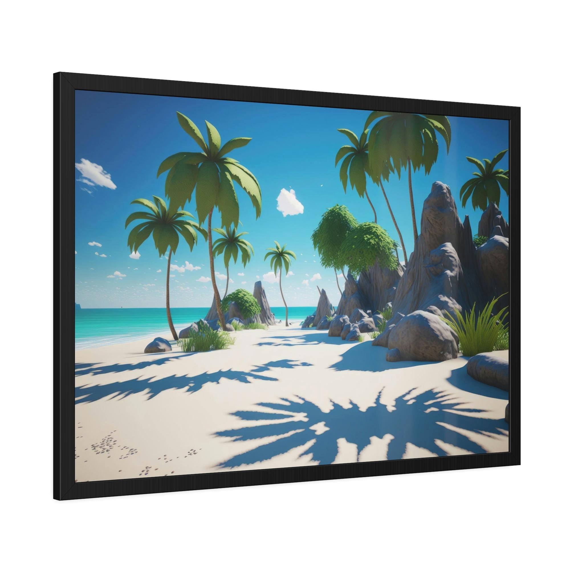 Island Beach Seaside Bliss: Wall Art of a Gorgeous Island Beach on a Natural Canvas & Poster