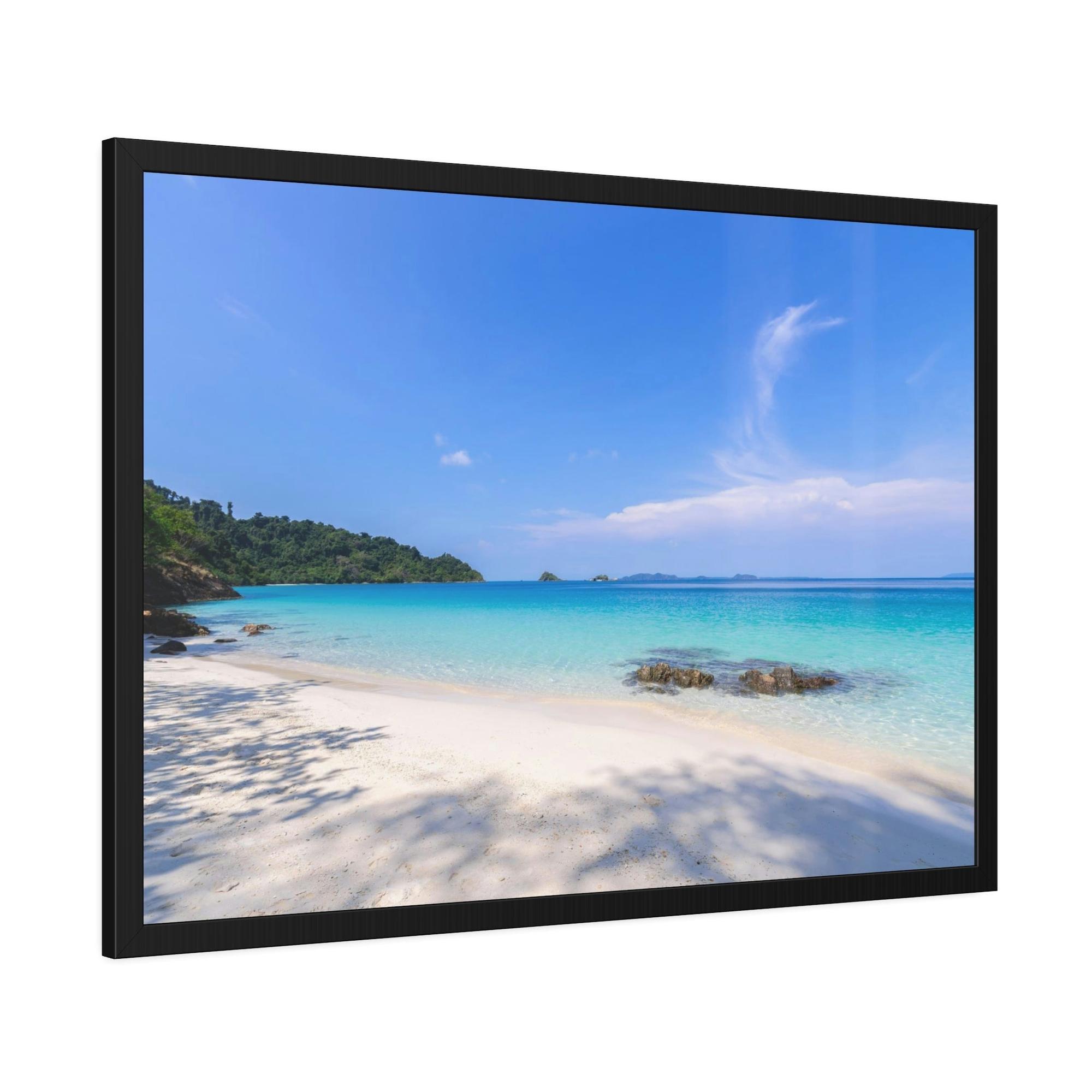 Island Beach Paradise Found: Framed Poster of a Stunning Beach Scene on a Tropical Island