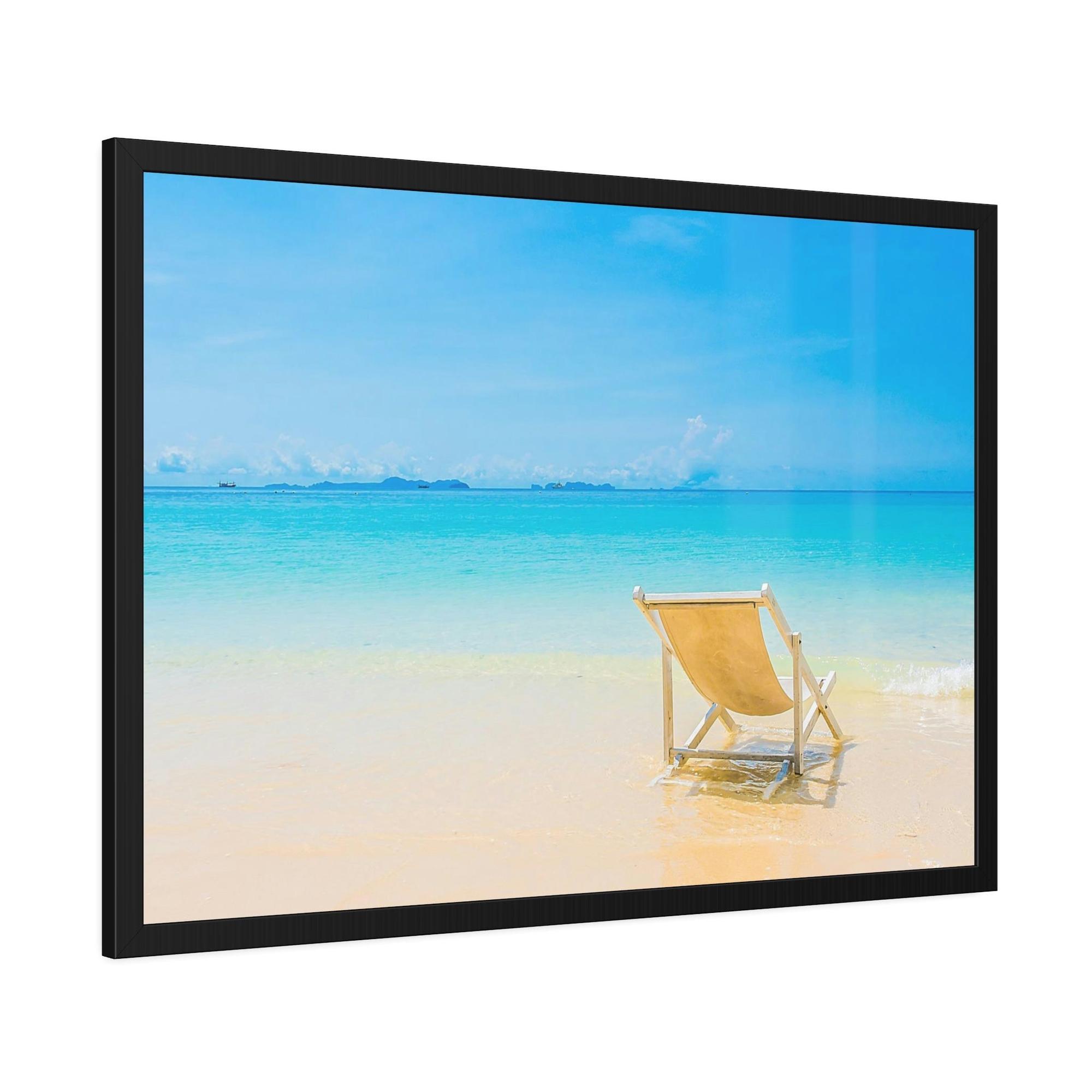 Island Beach Tropical Tranquility: Art Print of a Peaceful Island Beach on a Natural Canvas