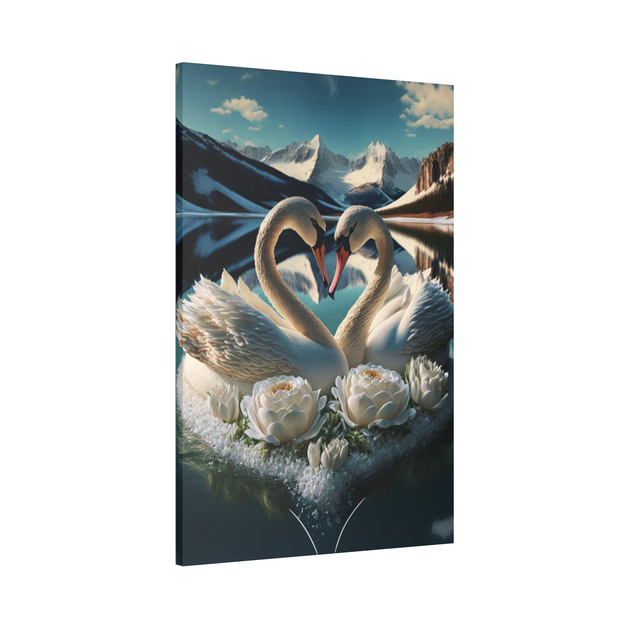 Swans The Majesty of Swans: Framed Canvas Print of These Beautiful Birds in Their Natural Element