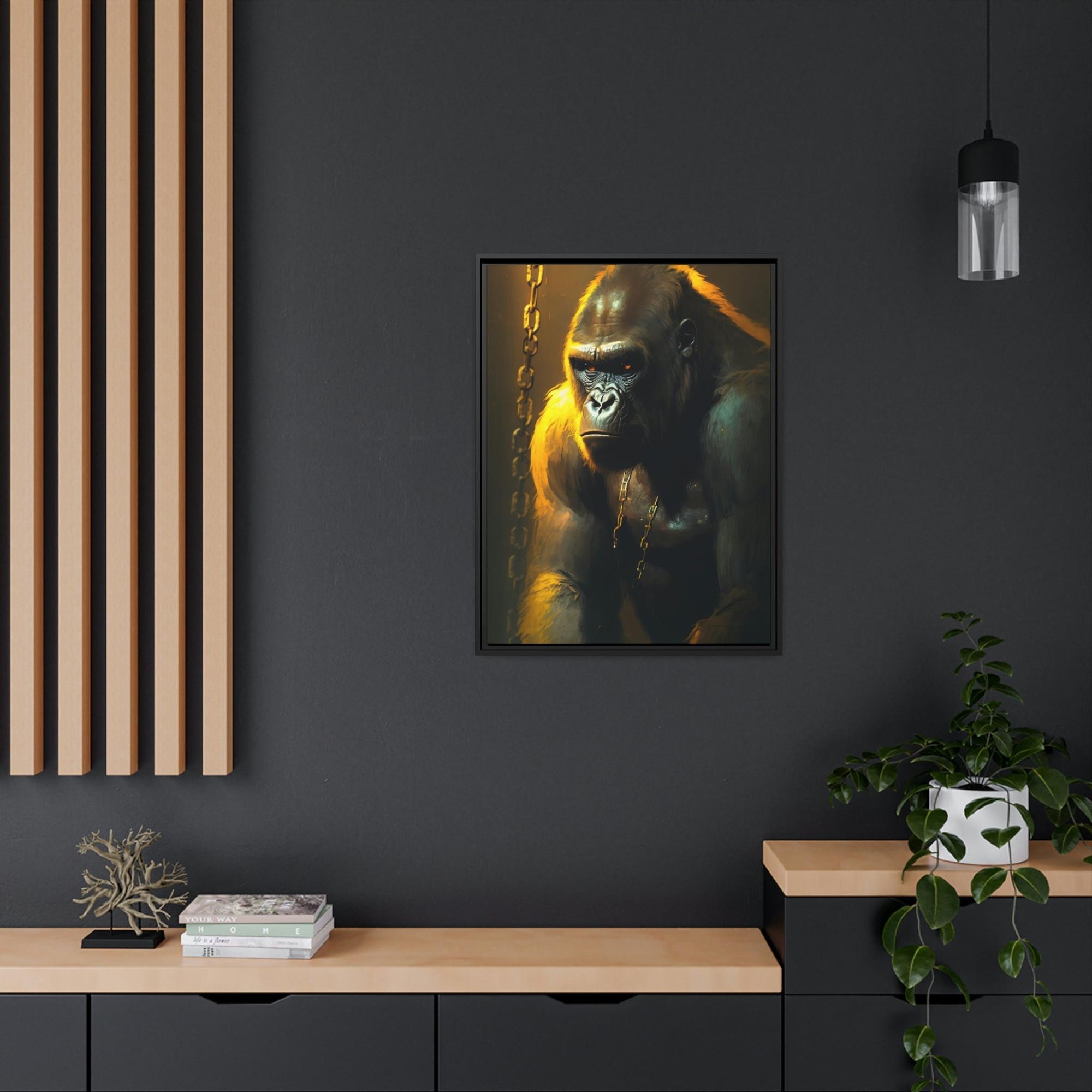 Gorillas Jungle Majesty: Gorilla Canvas Artwork in Natural Habitat