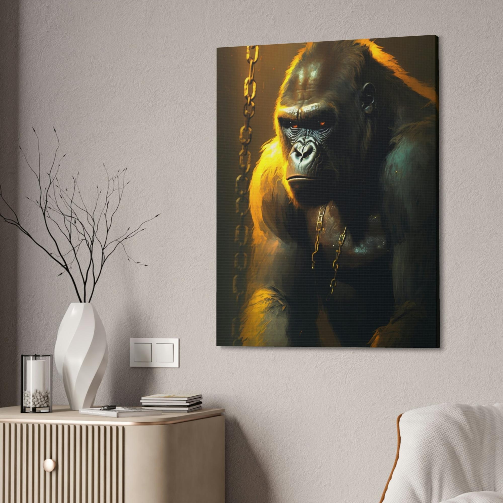 Gorillas Jungle Majesty: Gorilla Canvas Artwork in Natural Habitat