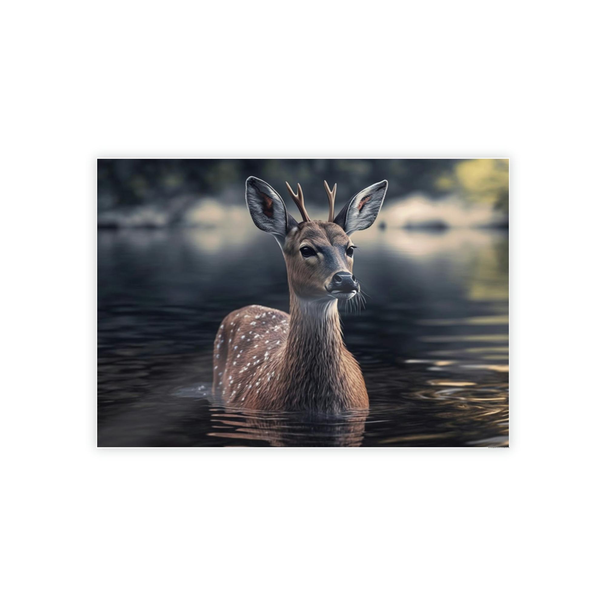 Deers Deer Reflection: A Canvas Tranquil Haven