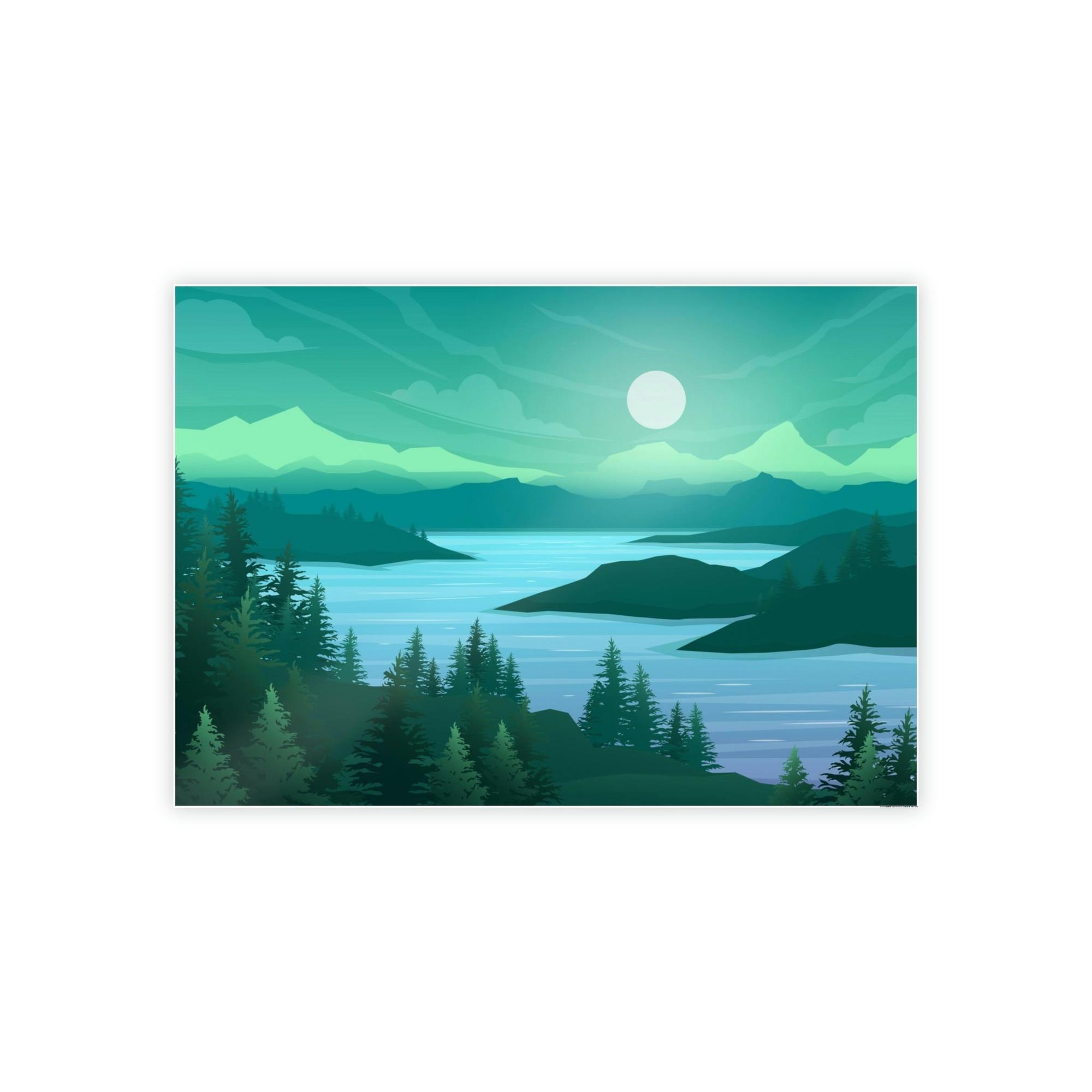 Lakes And Rivers Calming Waters: Framed Poster of a Relaxing Lake on Canvas