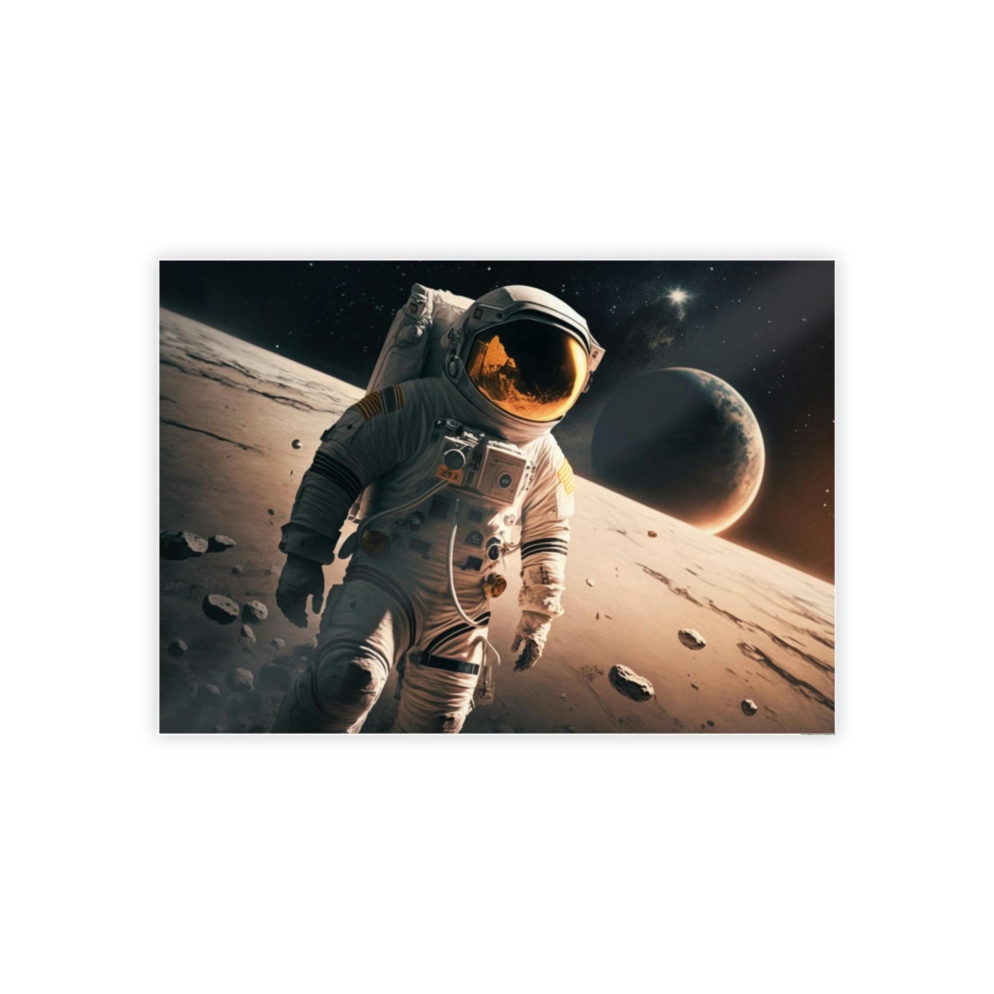 Astronauts Journey to the Stars: Astronauts on Natural Canvas and Framed Poster