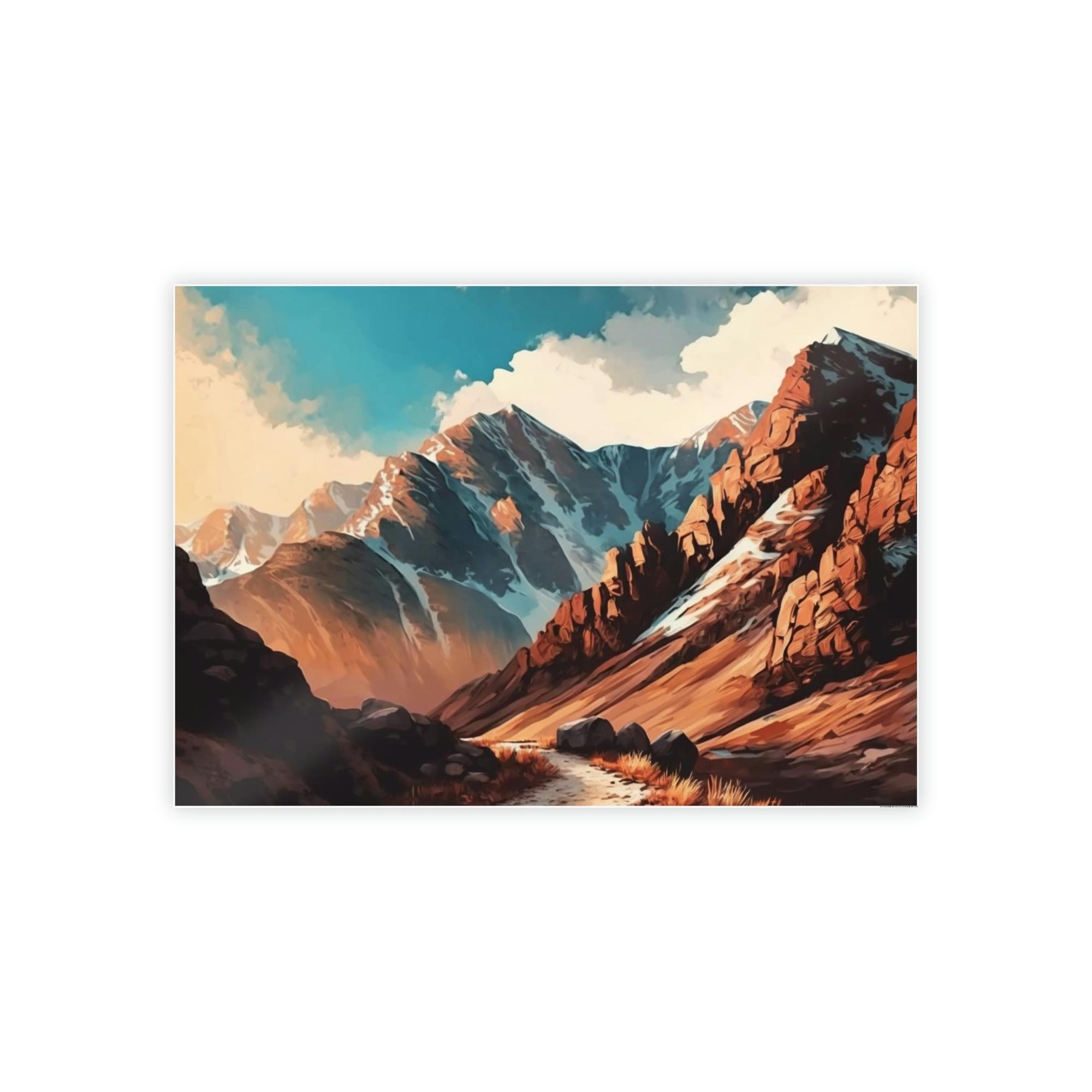 Mountains Ascending to New Heights: A Mountainous Landscape on Canvas