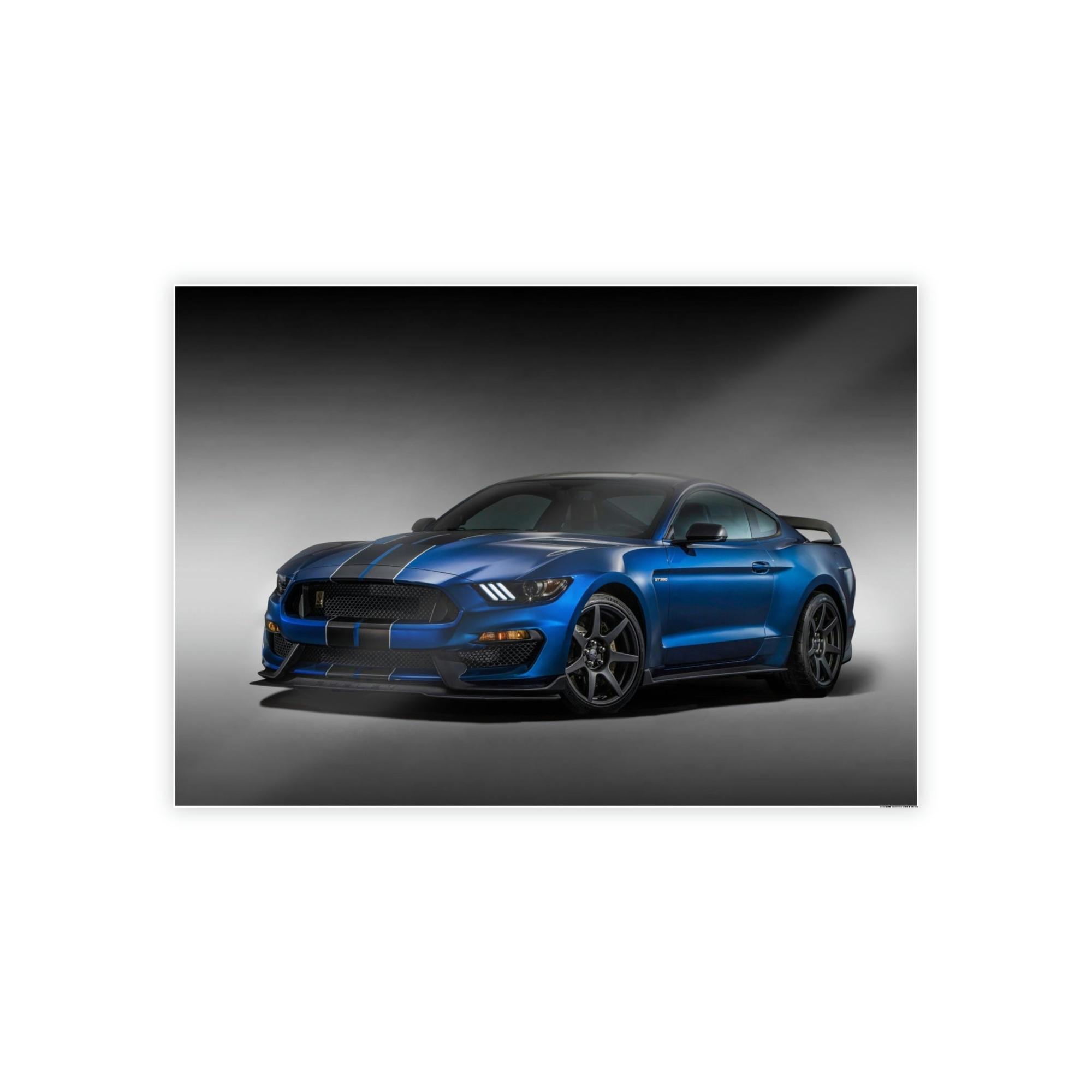 Mustang Thrilling Velocity: Blue Mustang Sport Car Canvas Wall Art for Speed Lovers
