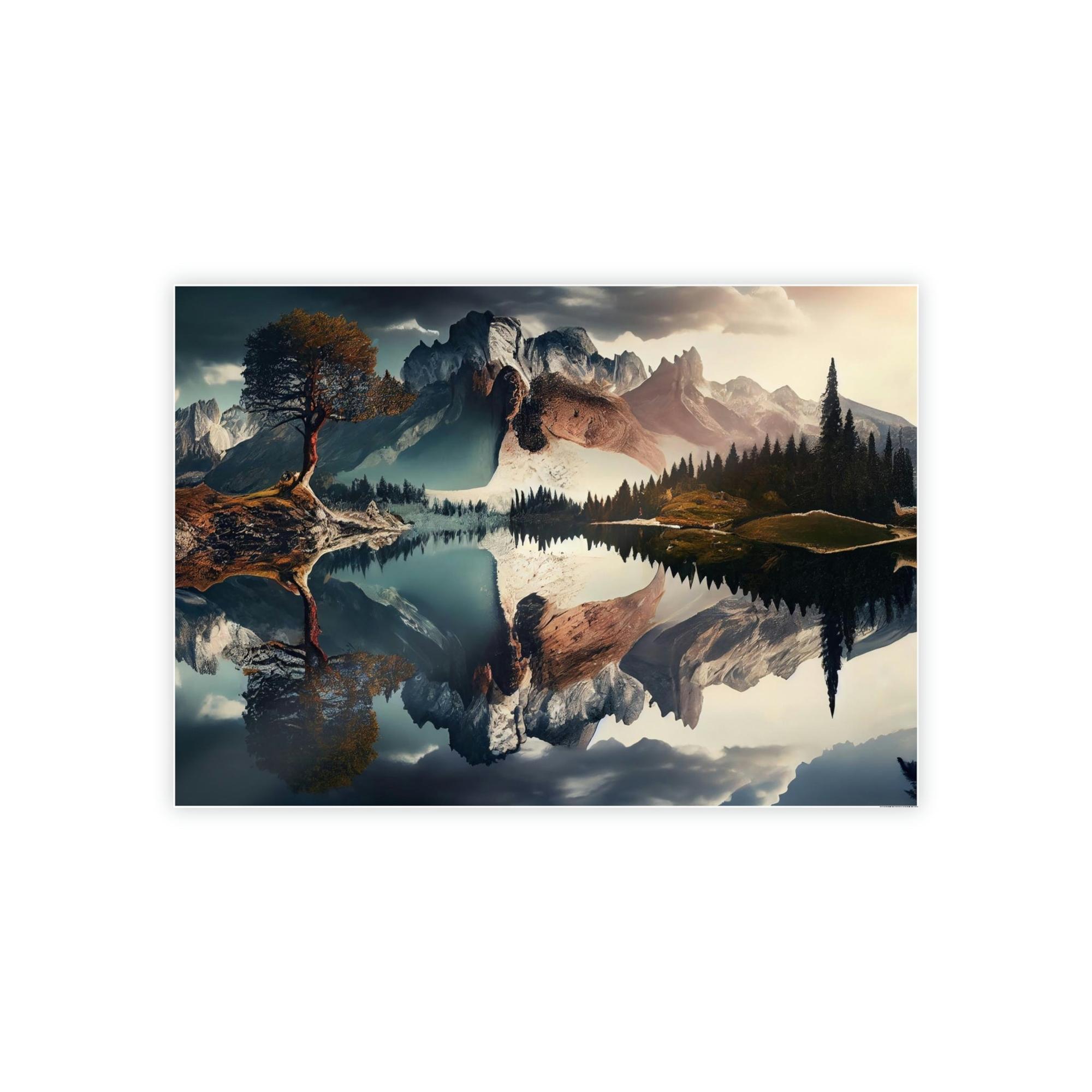 Lakes And Rivers Flowing Serenity: Print on Canvas & Poster of a Gentle River Landscape